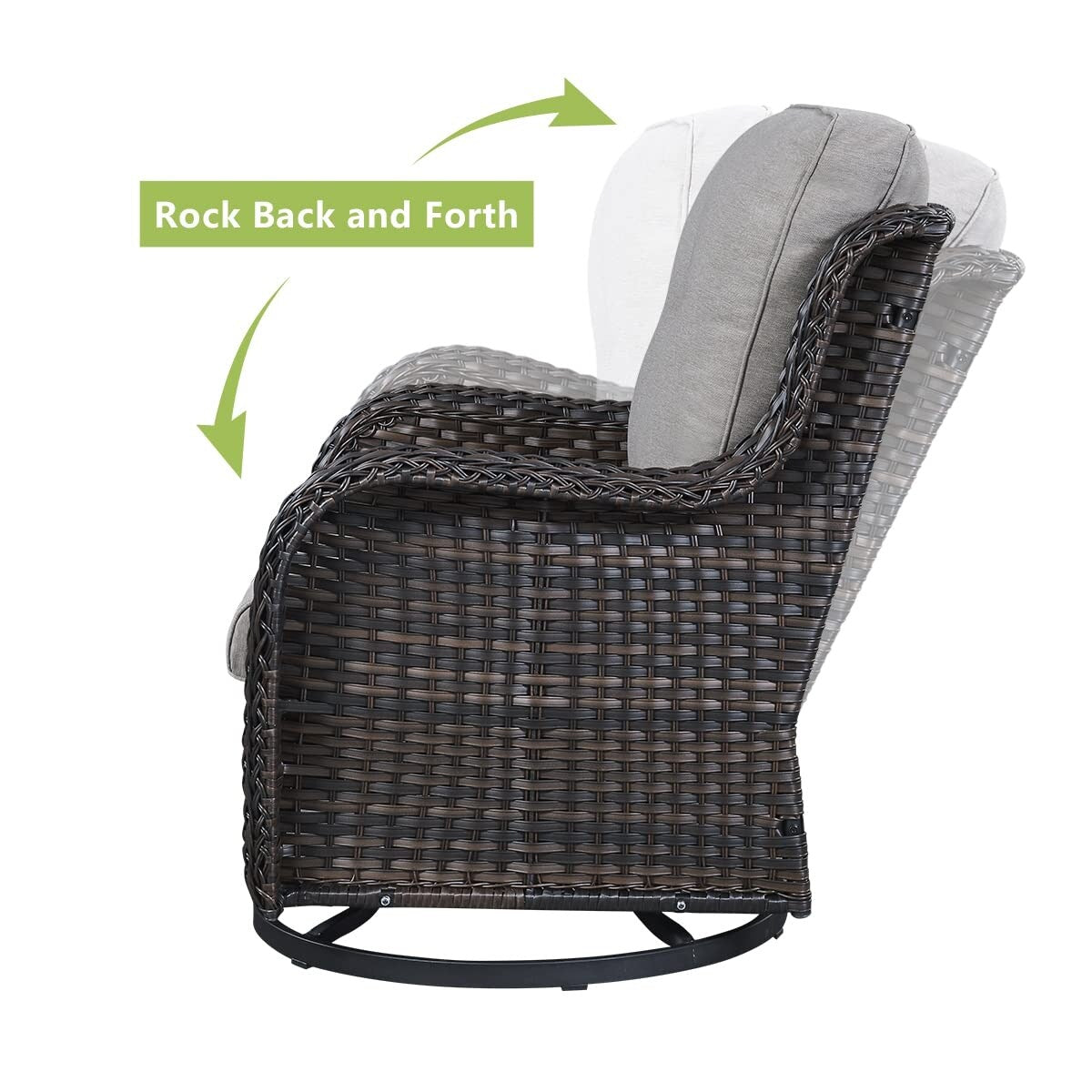 Ensemble de mobilier d'extérieur Pocassy 5 pièces, chaises pivotantes avec poufs