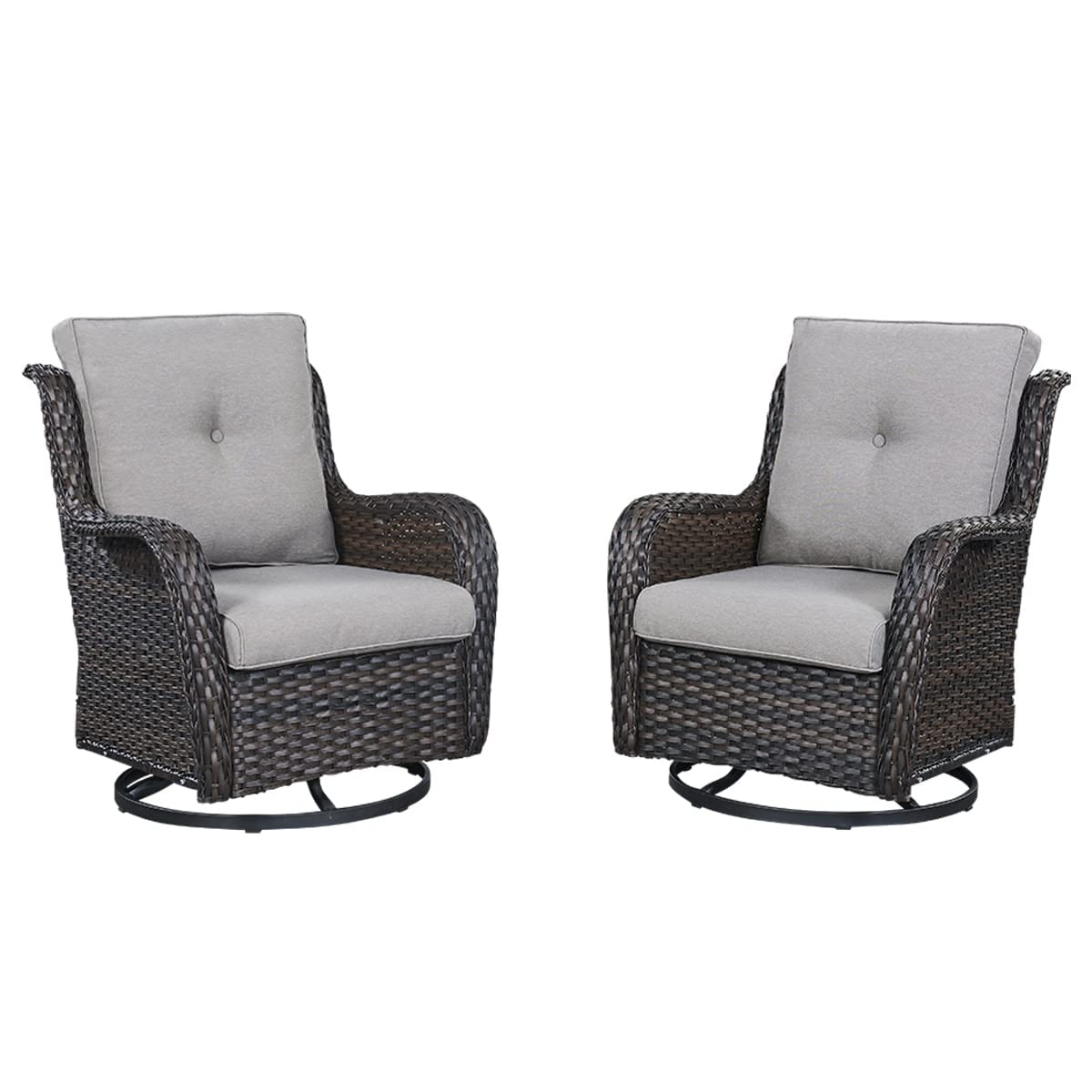 Ensemble de mobilier d'extérieur Pocassy 5 pièces, chaises pivotantes avec poufs