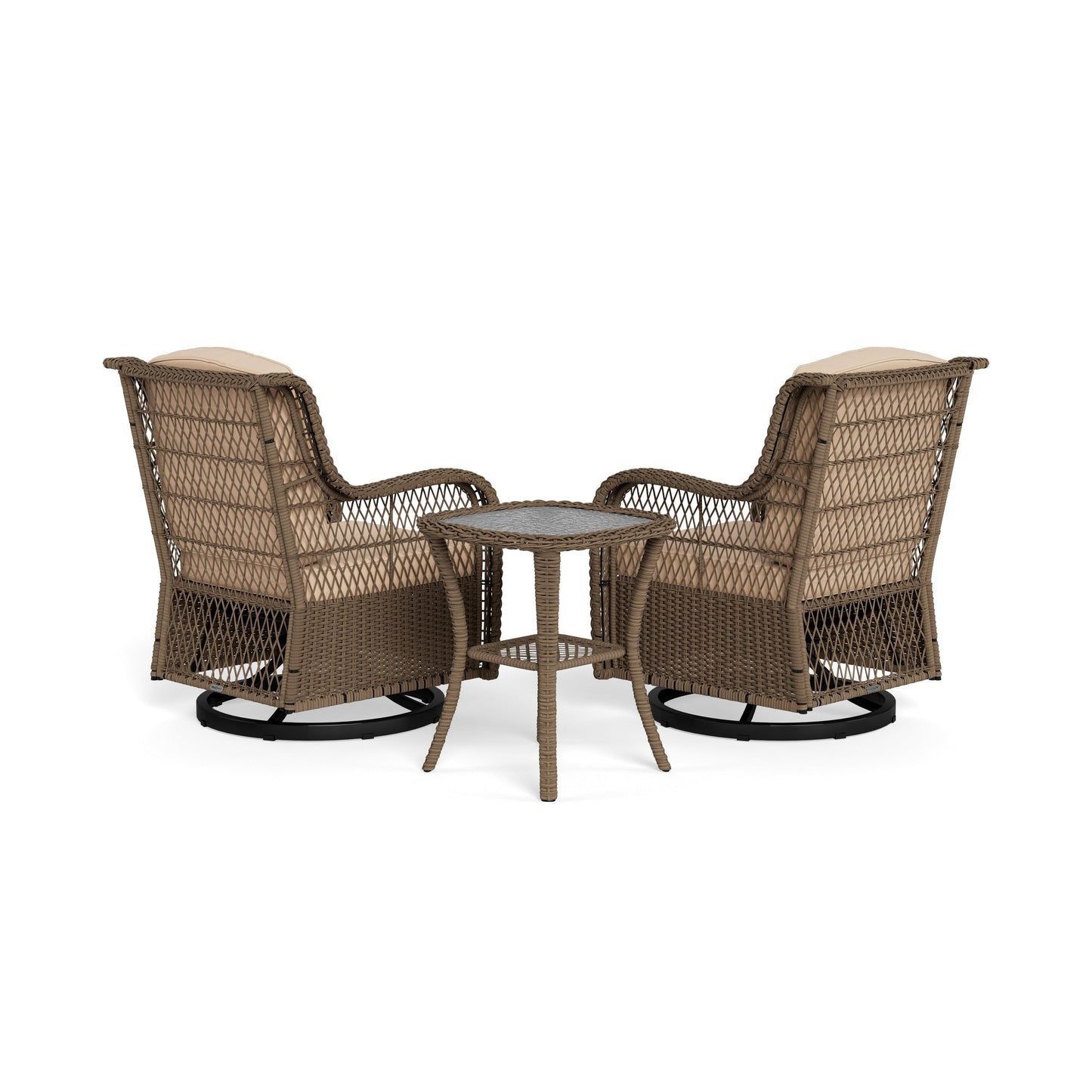 Ensemble de 3 chaises pivotantes en osier pour l'extérieur Rio Vista