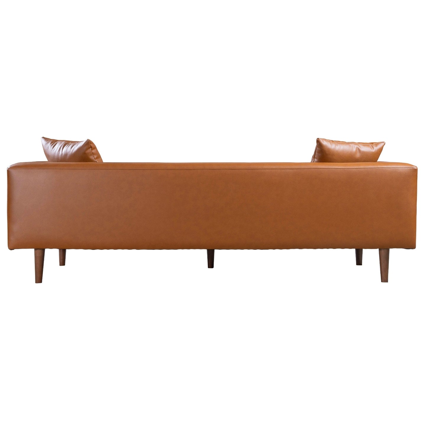Canapé large et incurvé en cuir cognac Ritson 87 de style moderne du milieu du siècle