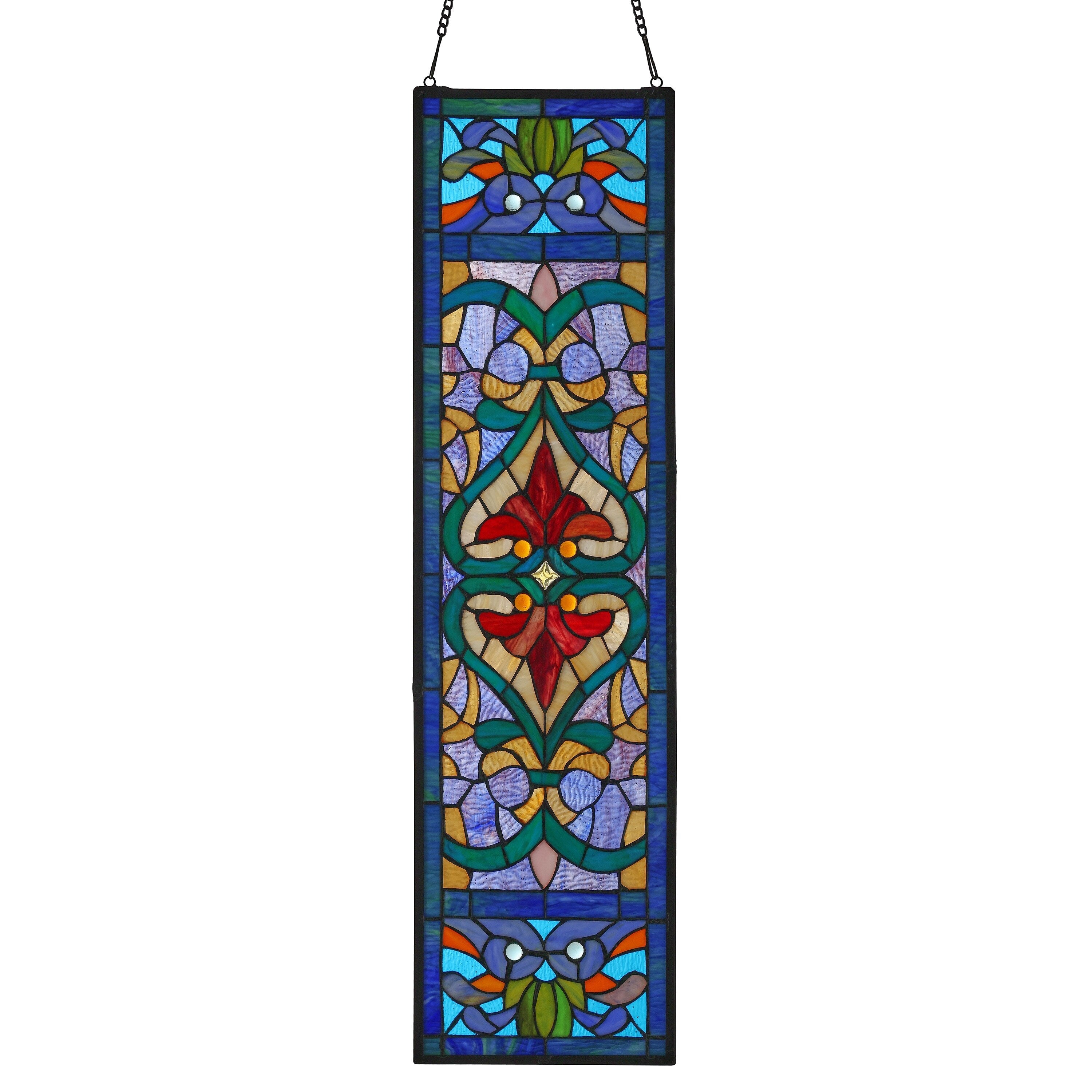 Vitrail victorien River of Goods, motif fleur de lys - 9,5 L x 0,25 l x 36 H