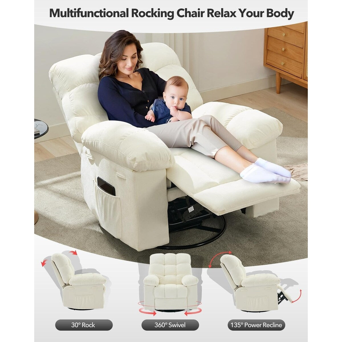 Fauteuil à bascule pivotant à 360°