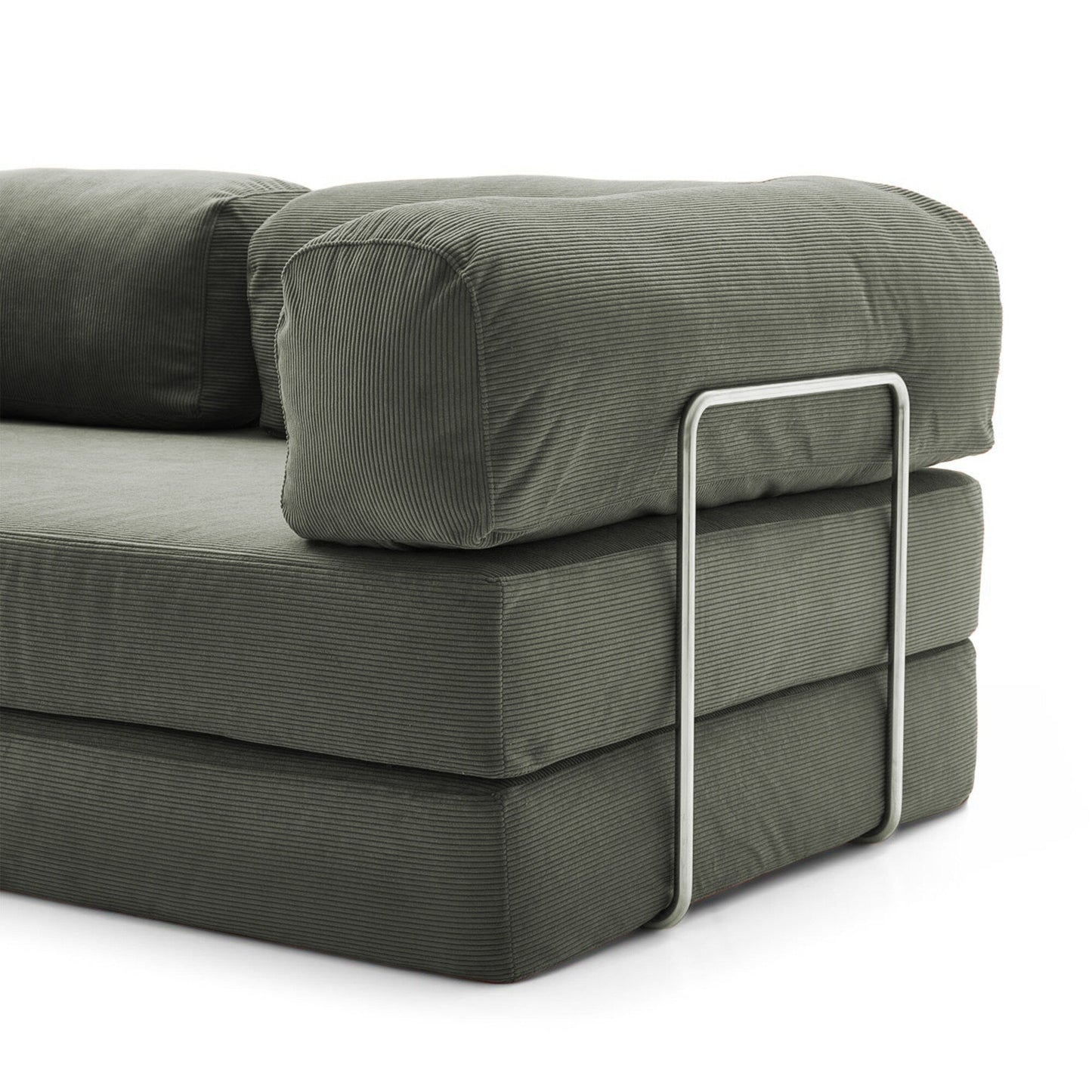 Canapé-lit rectangulaire convertible Romision en velours côtelé avec accoudoirs ronds