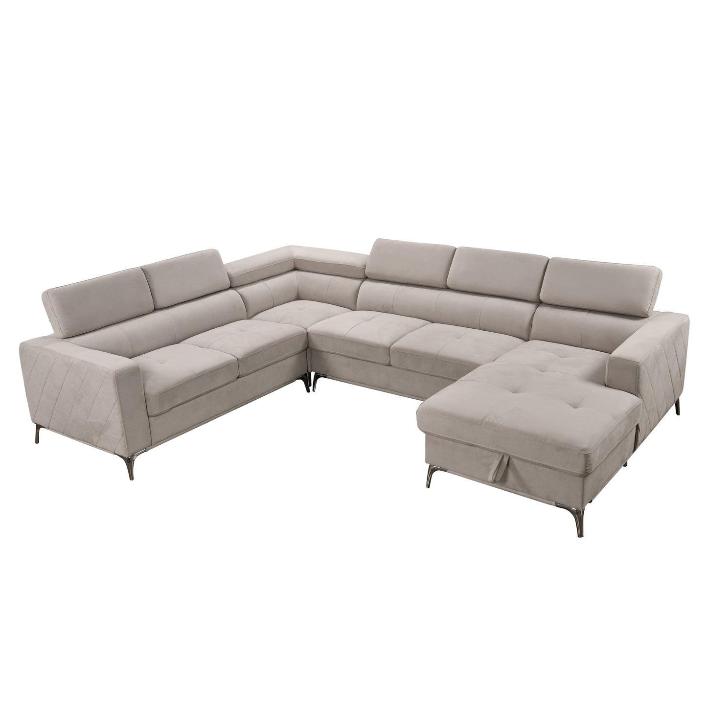 Canapé sectionnel surdimensionné Roomfitters 122 avec rangement pour méridienne, canapé contemporain en U 7 places