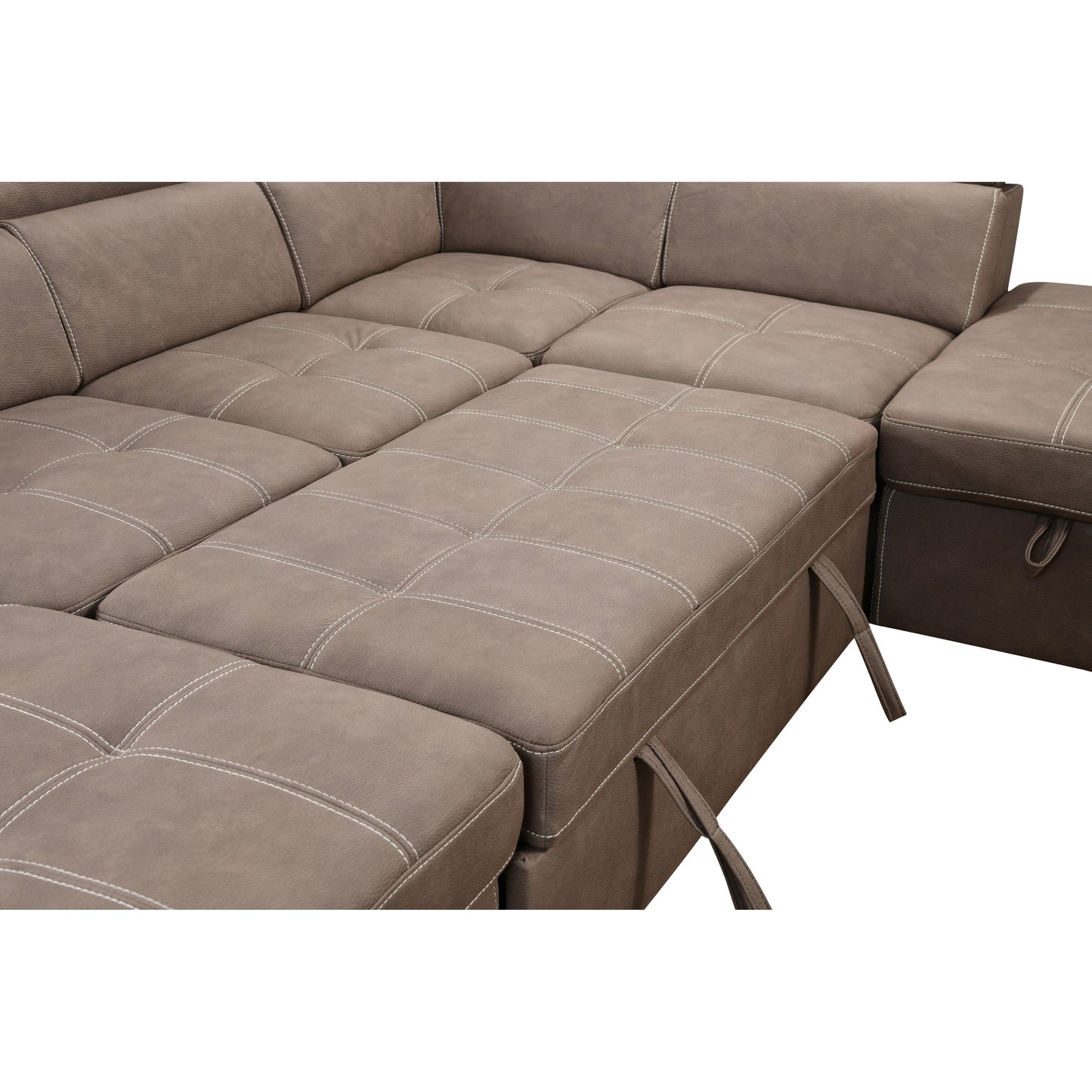 Canapé sectionnel en U Roomfitters 128 avec poufs, ensemble de canapés modulaires réversibles avec rangement