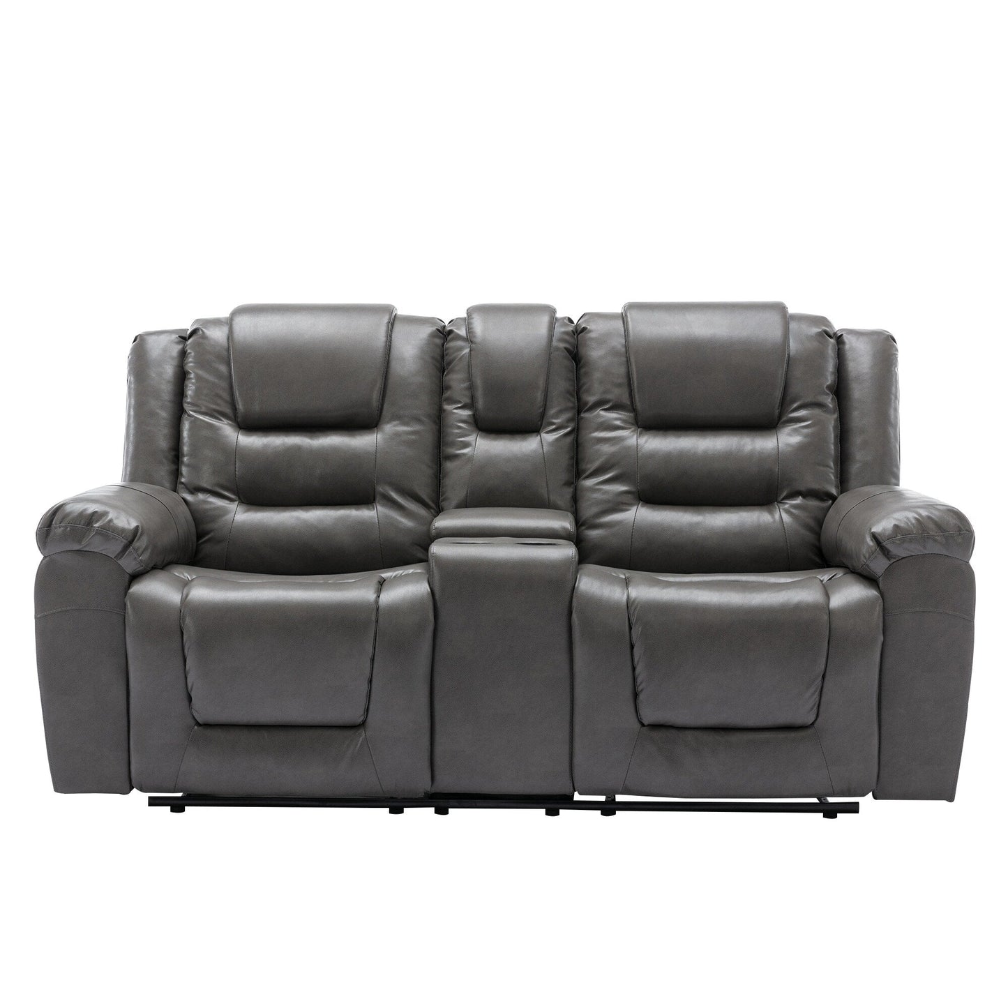 Fauteuil inclinable manuel 2 places pour home cinéma Roomfitters avec coffre de rangement et porte-gobelets, gris