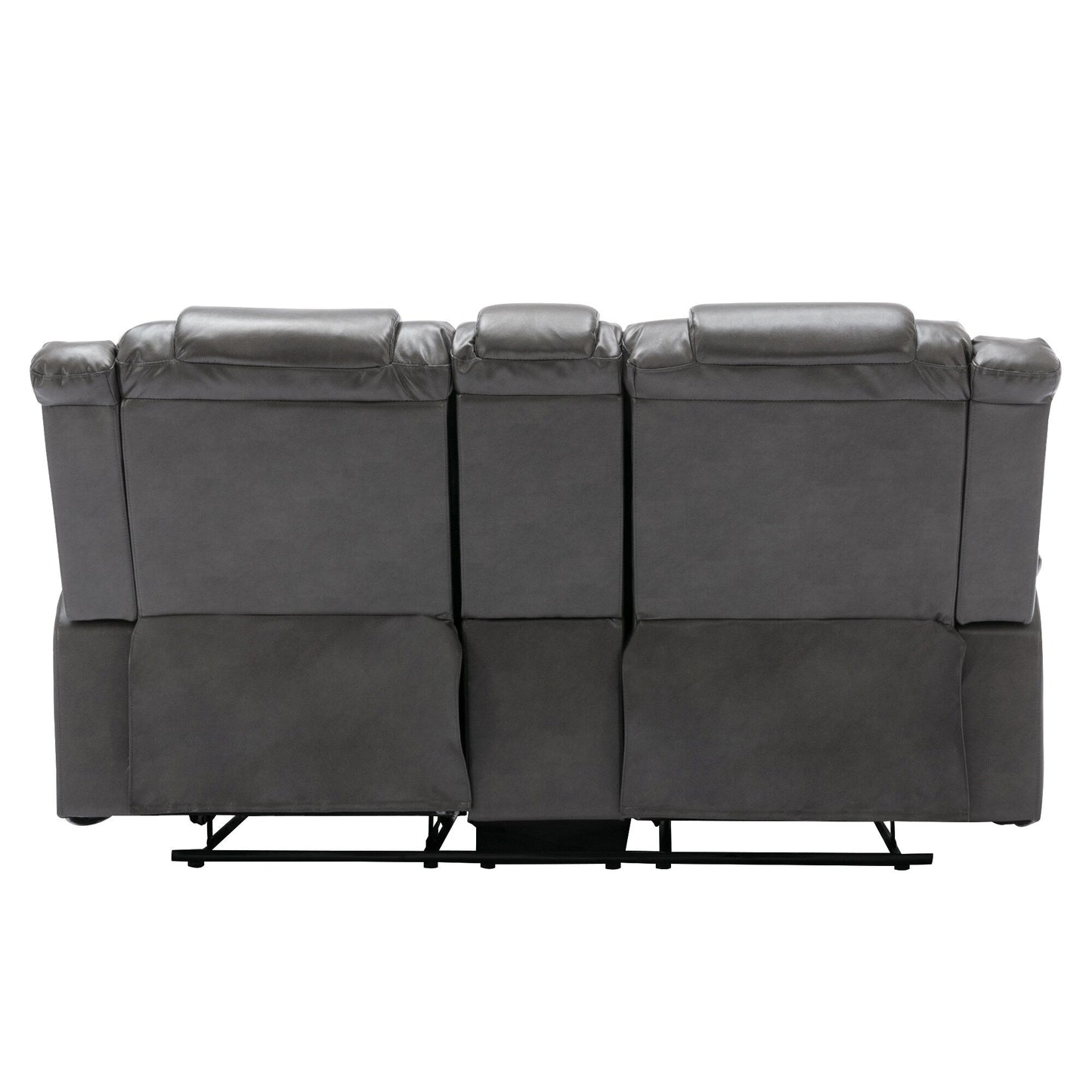 Fauteuil inclinable manuel 2 places pour home cinéma Roomfitters avec coffre de rangement et porte-gobelets, gris