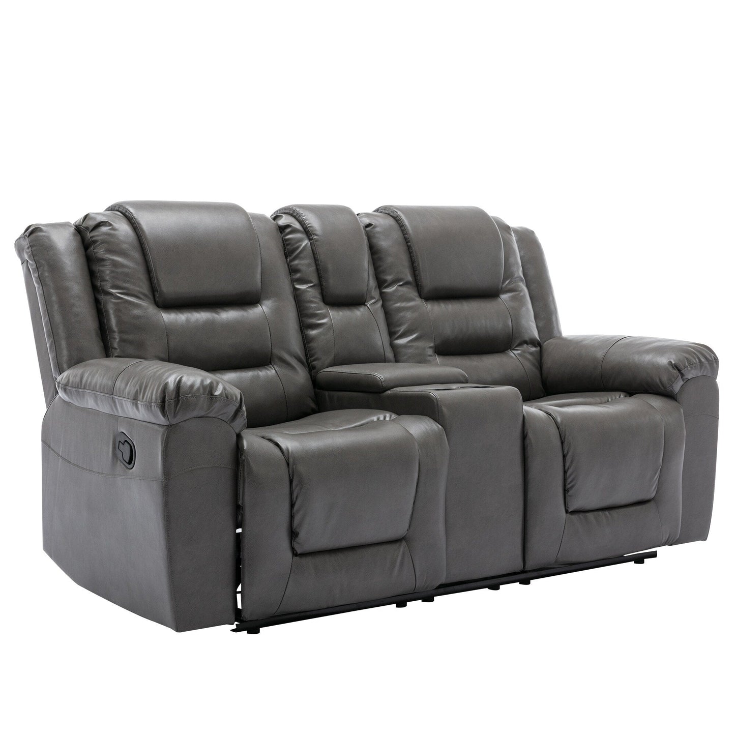 Fauteuil inclinable manuel 2 places pour home cinéma Roomfitters avec coffre de rangement et porte-gobelets, gris