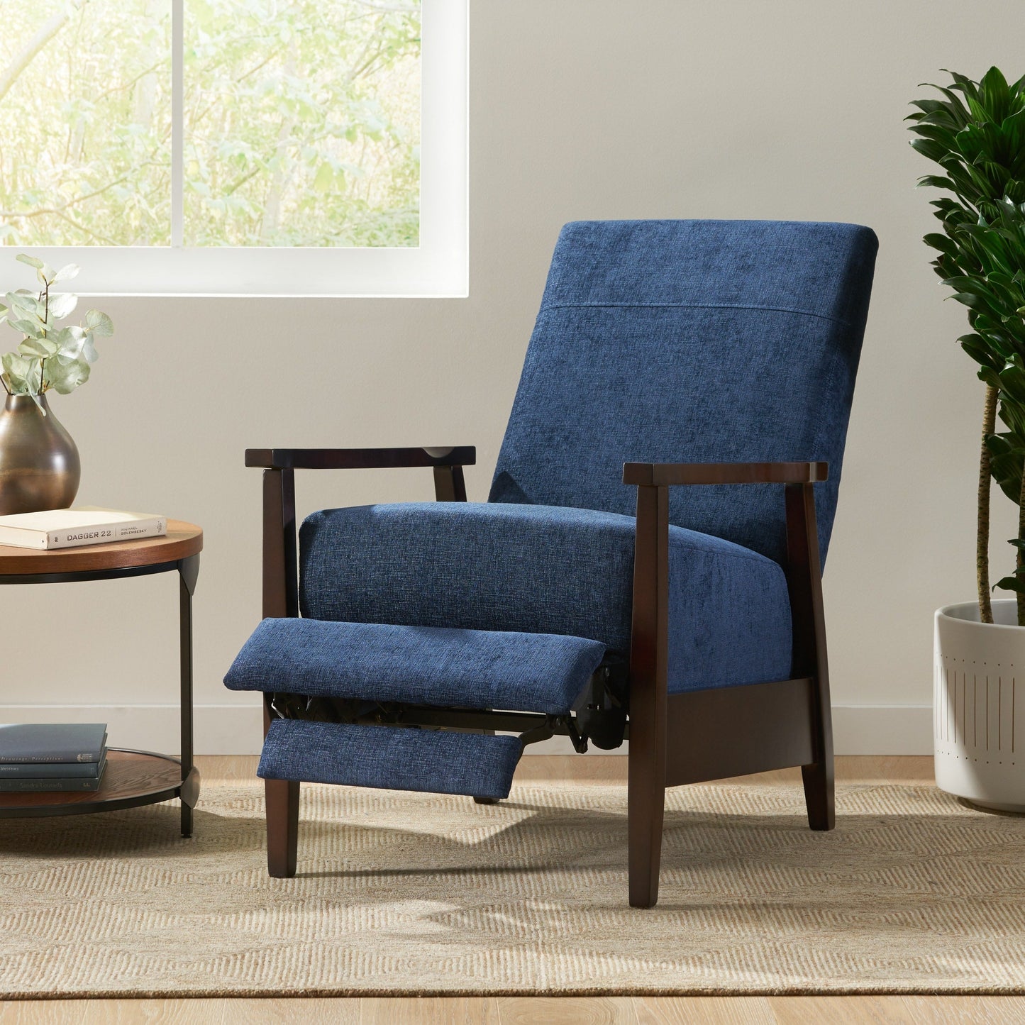 Fauteuil inclinable manuel en bois de 62 cm de large, fauteuil de salon confortable pour le salon