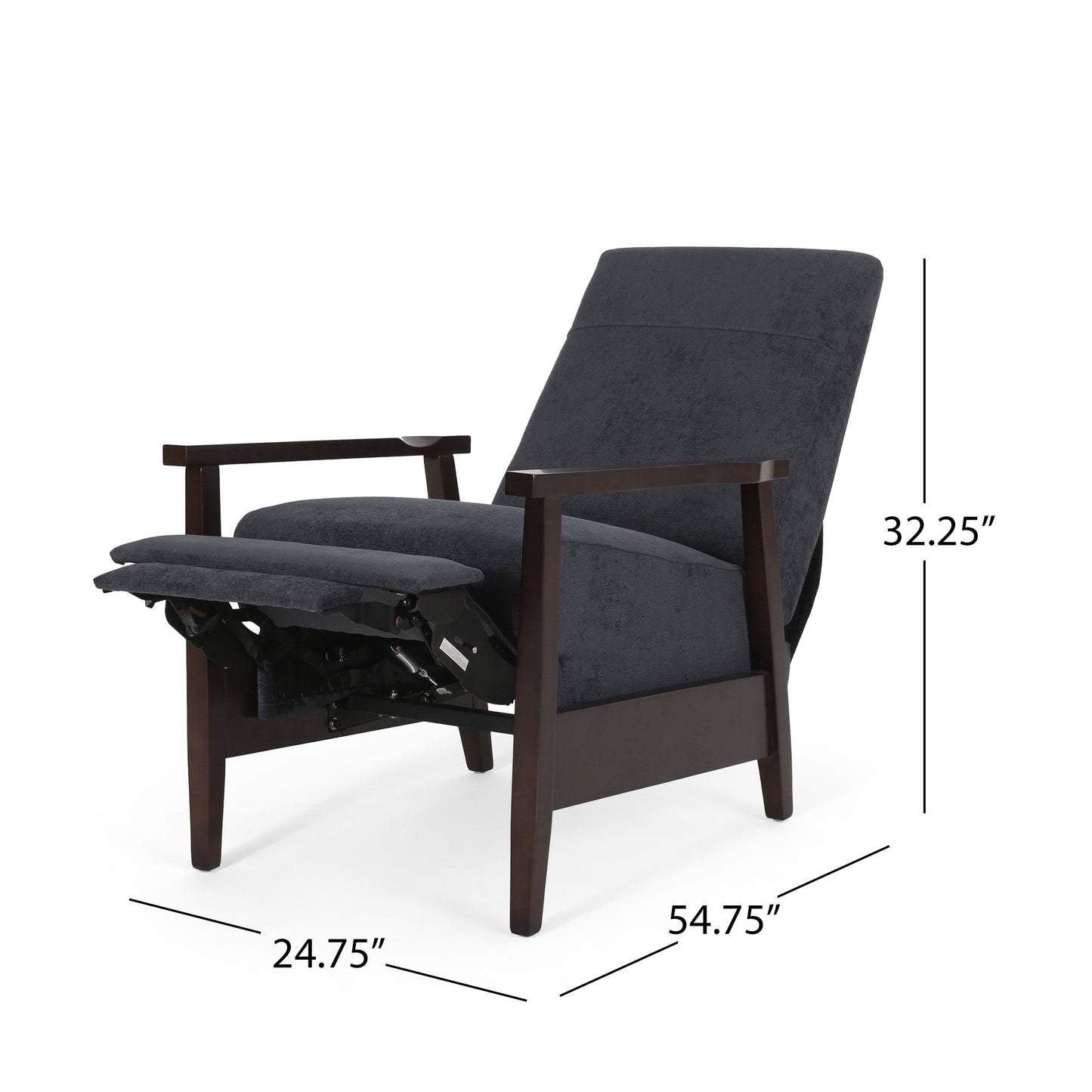 Fauteuil inclinable manuel en bois de 62 cm de large, fauteuil de salon confortable pour le salon