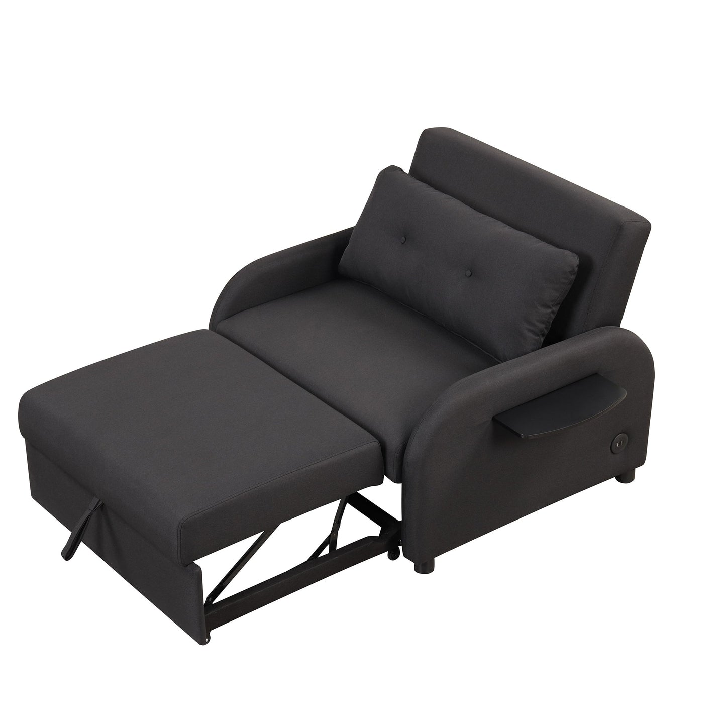 Canapé-lit gigogne 3 en 1 Roomfitters avec table à deux ailes et port de chargement USB pour salon et salle de loisirs