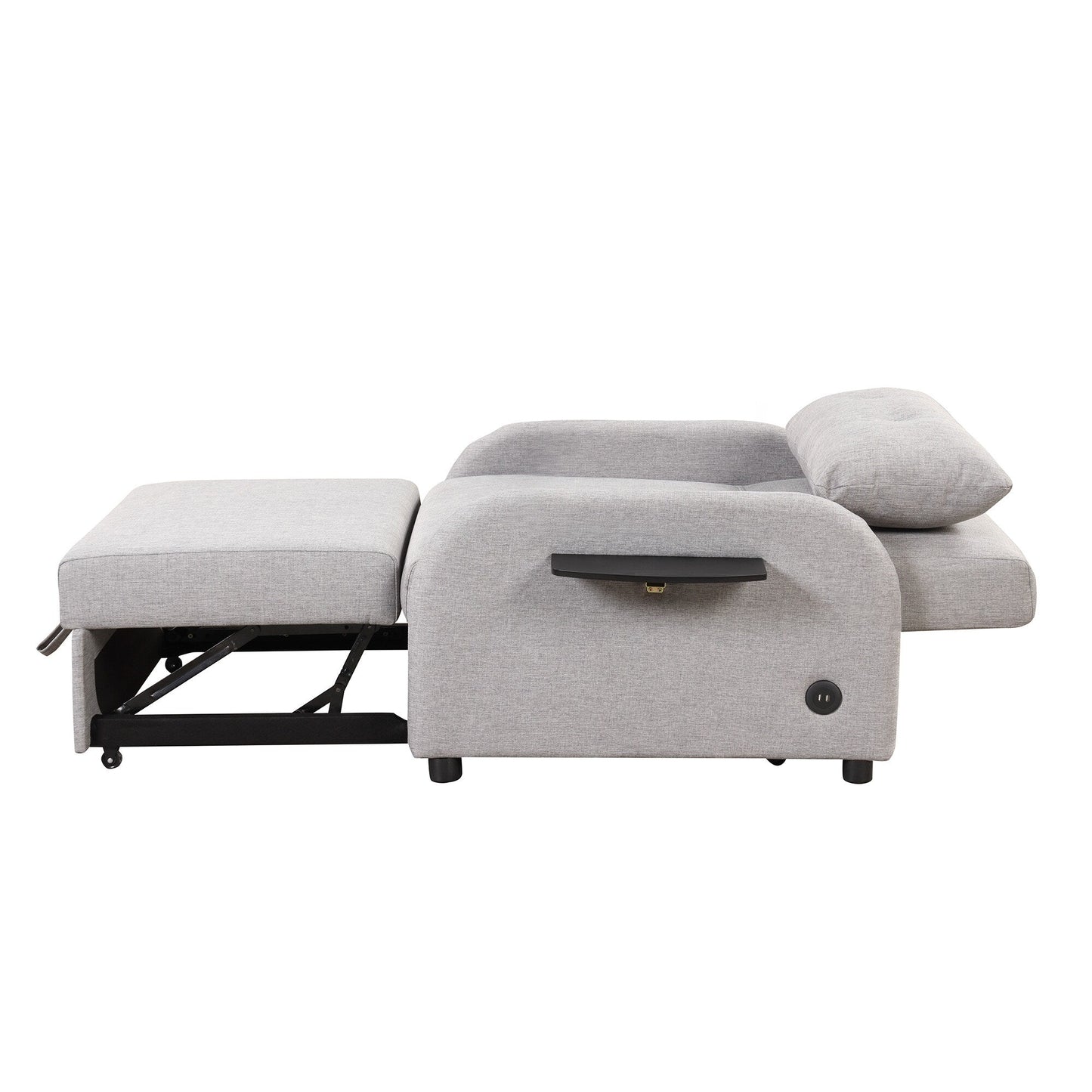 Canapé-lit gigogne 3 en 1 Roomfitters avec table à deux ailes et port de chargement USB pour salon et salle de loisirs