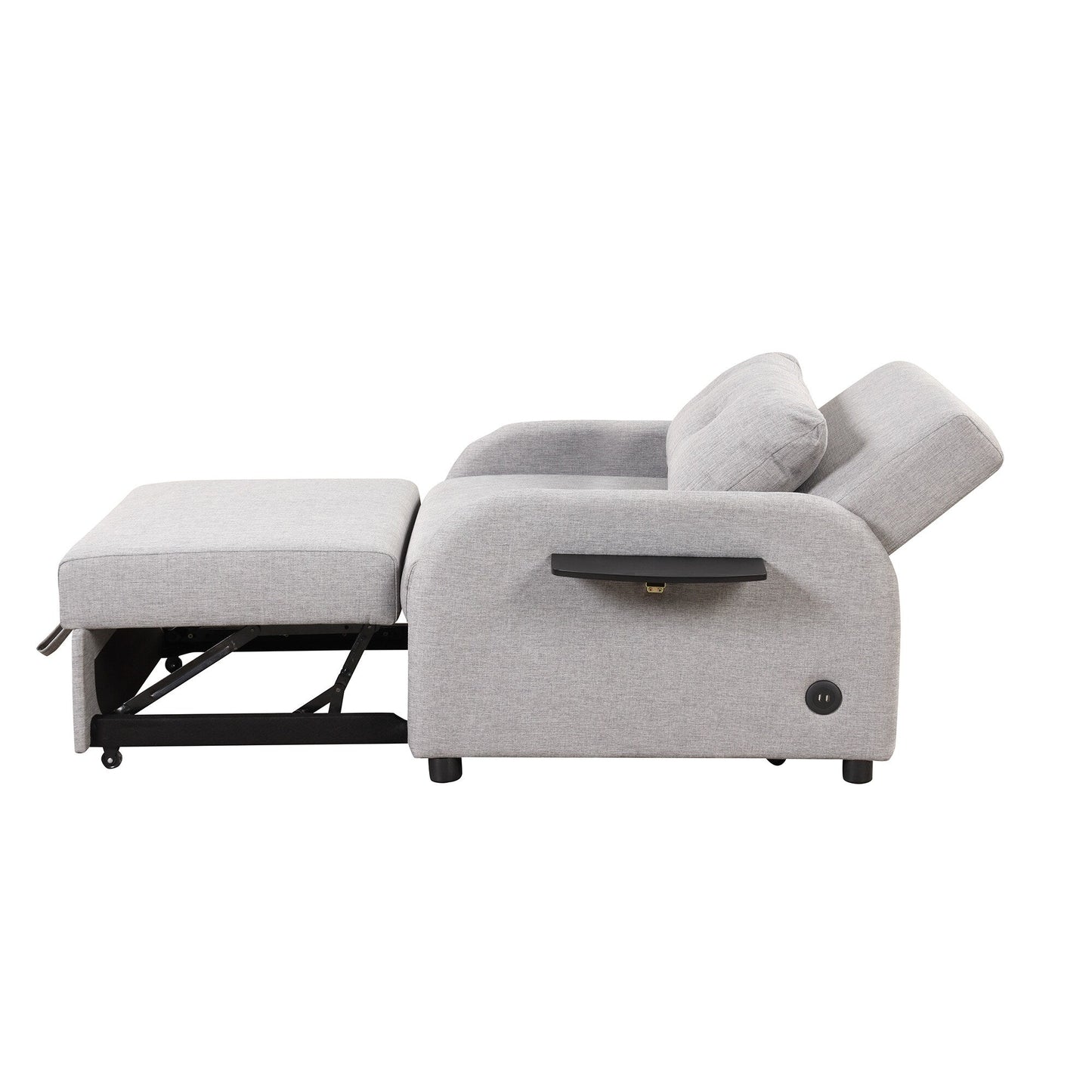 Canapé-lit gigogne 3 en 1 Roomfitters avec table à deux ailes et port de chargement USB pour salon et salle de loisirs