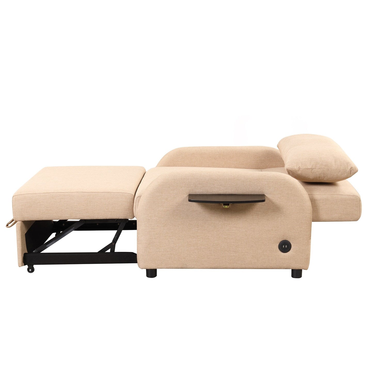 Canapé-lit gigogne 3 en 1 Roomfitters avec table à deux ailes et port de chargement USB pour salon et salle de loisirs