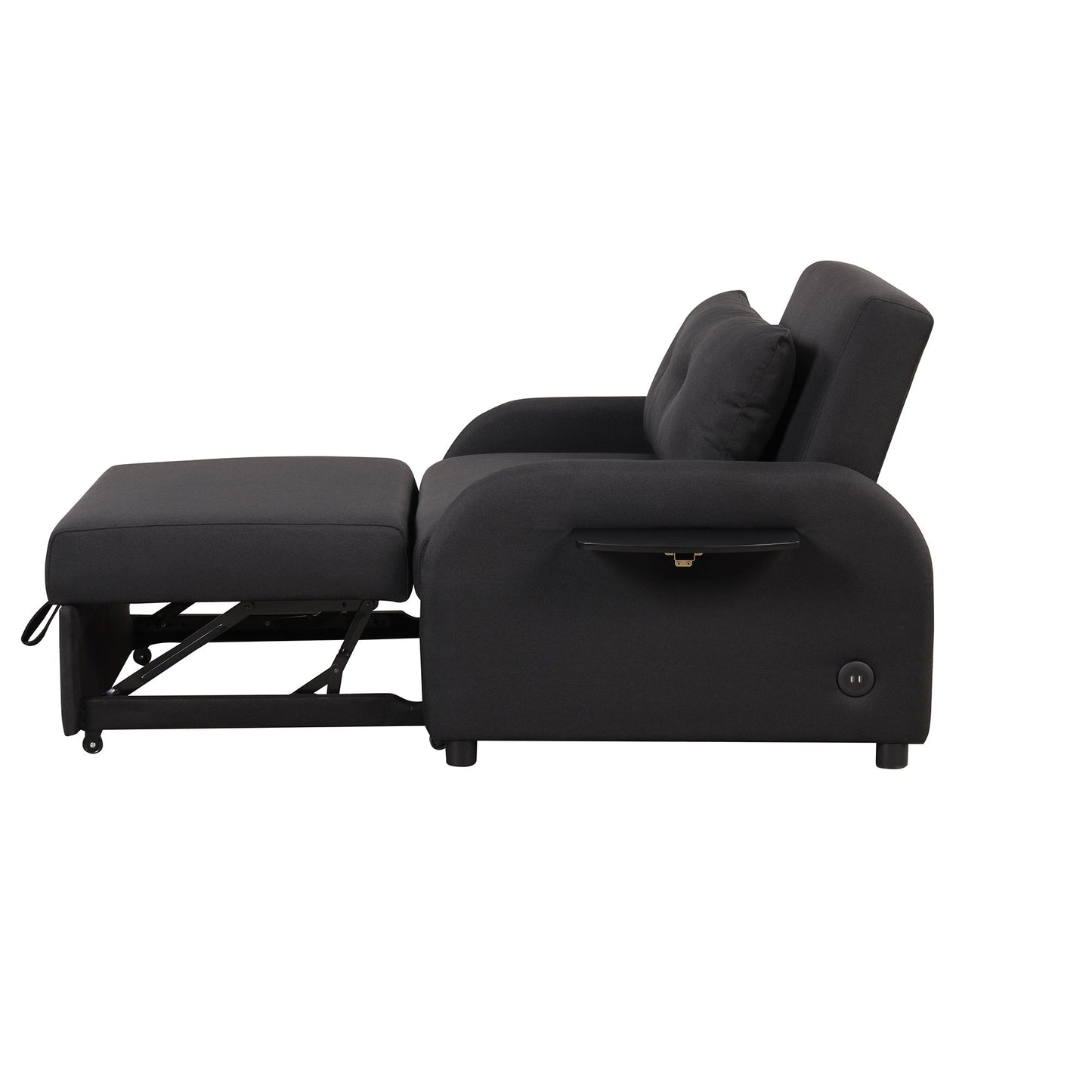 Canapé-lit gigogne 3 en 1 Roomfitters avec table à deux ailes et port de chargement USB pour salon et salle de loisirs