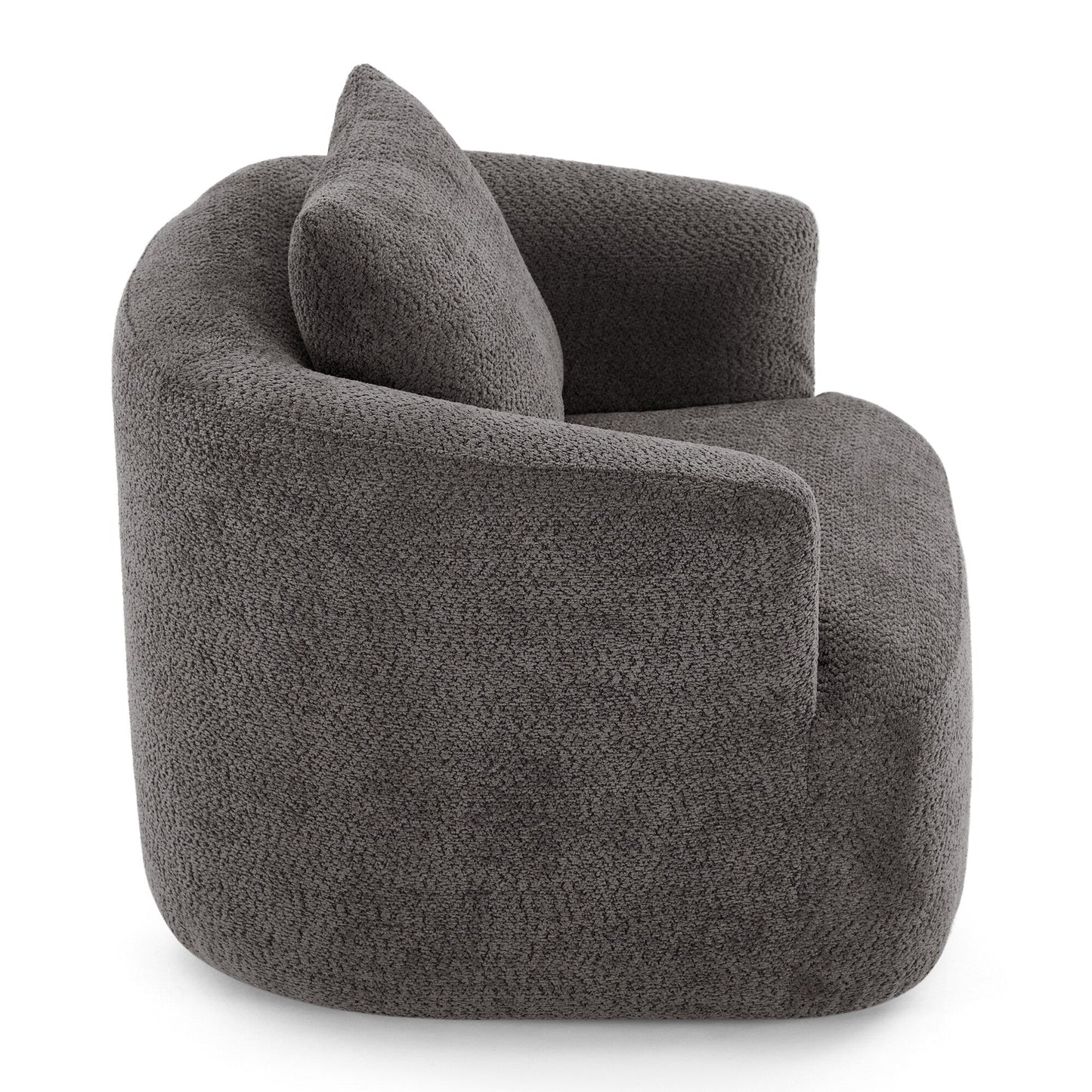 Roomfitters Fauteuil pivotant rembourré en chenille à 360° avec coussin décoratif pour salon, chambre, bureau, hôtel