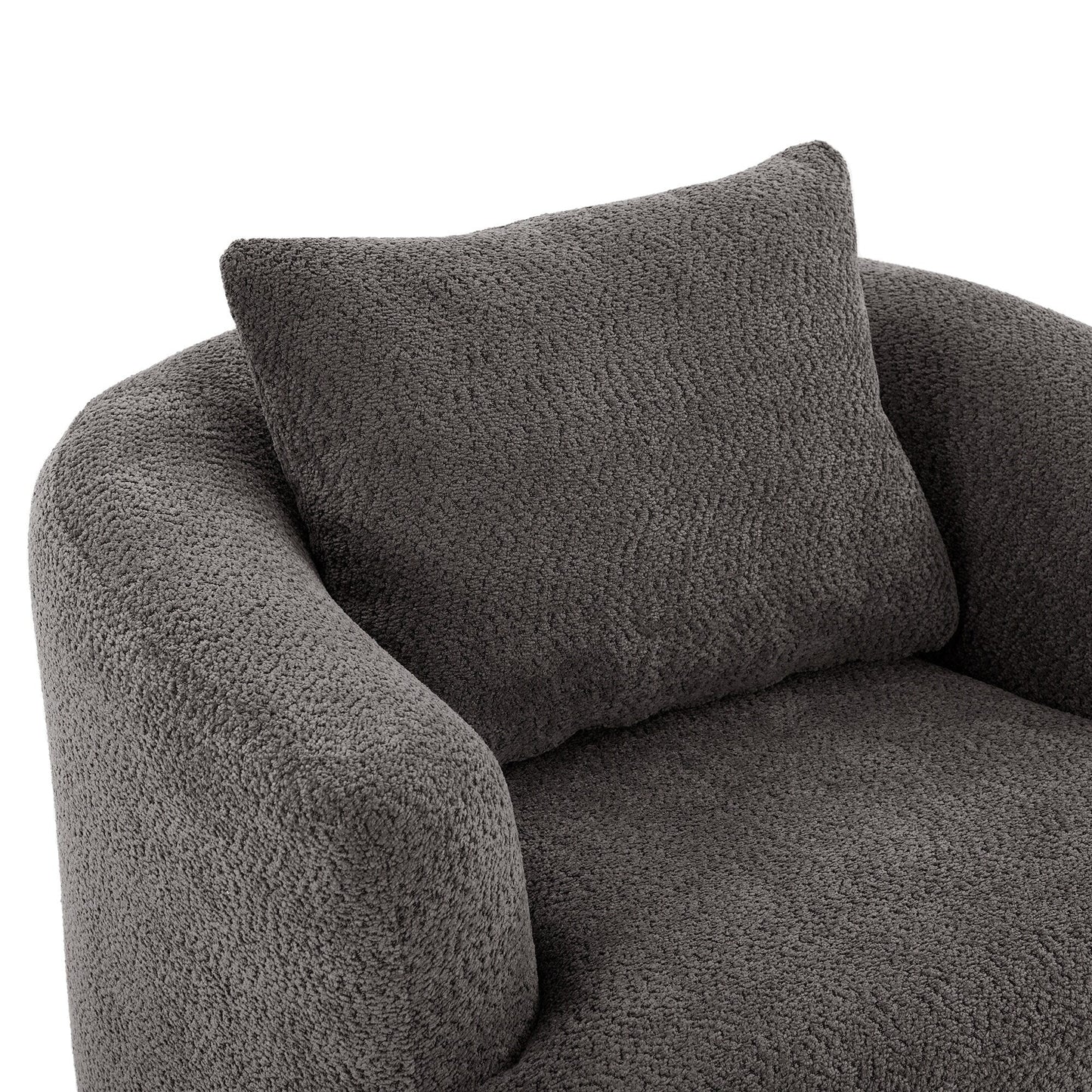 Roomfitters Fauteuil pivotant rembourré en chenille à 360° avec coussin décoratif pour salon, chambre, bureau, hôtel