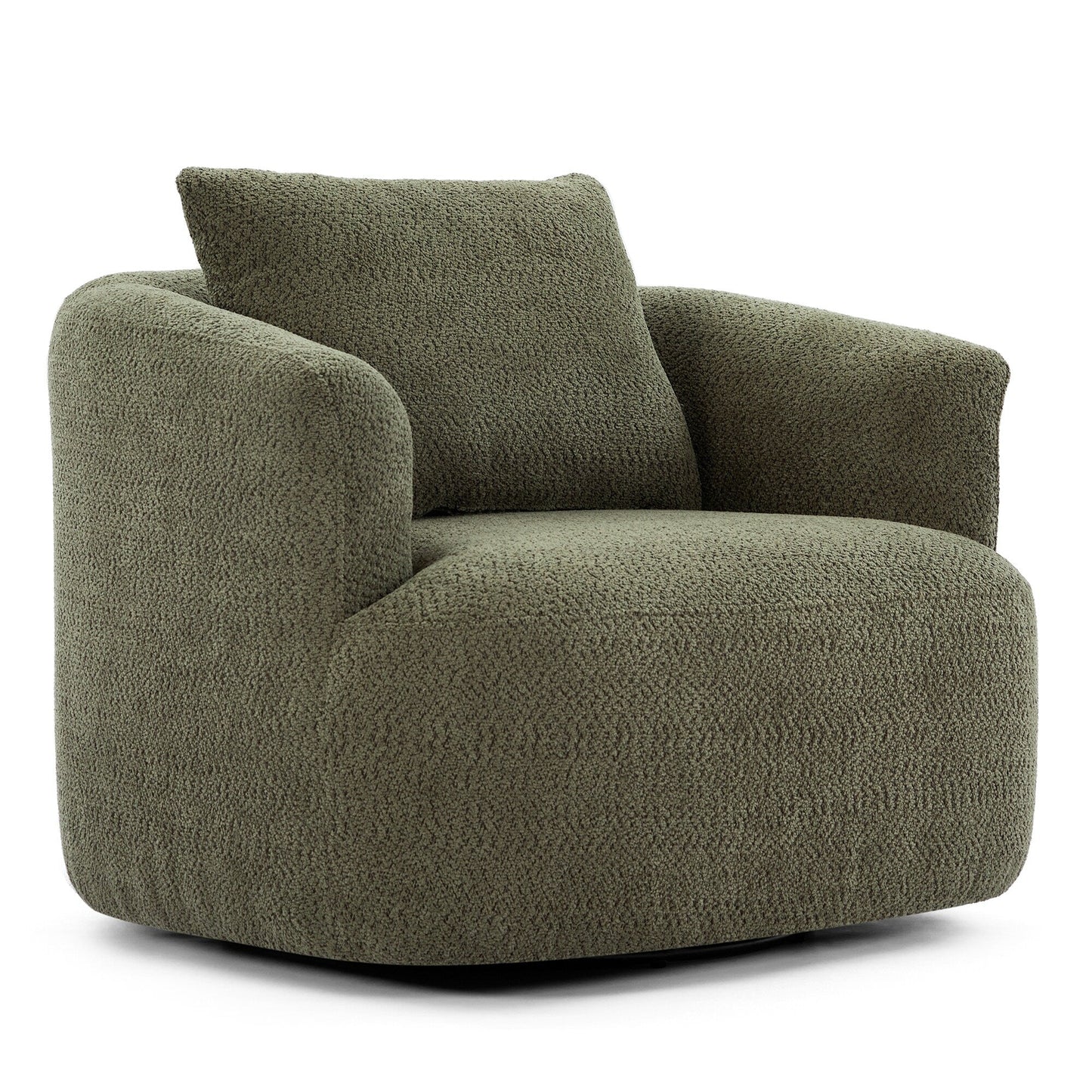 Roomfitters Fauteuil pivotant rembourré en chenille à 360° avec coussin décoratif pour salon, chambre, bureau, hôtel