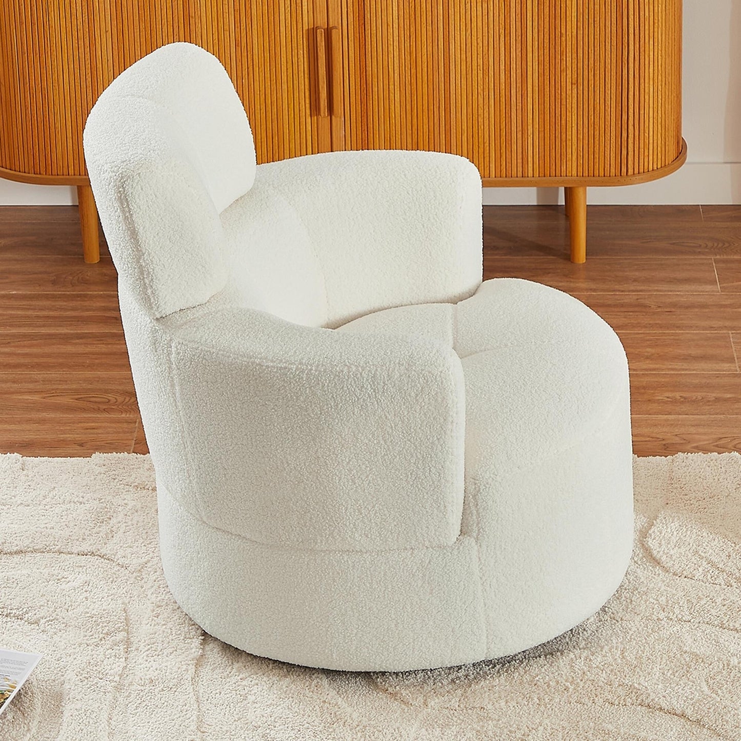 Fauteuil d'appoint pivotant à 360° rembourré Roomfitters avec appui-tête réglable pour salon