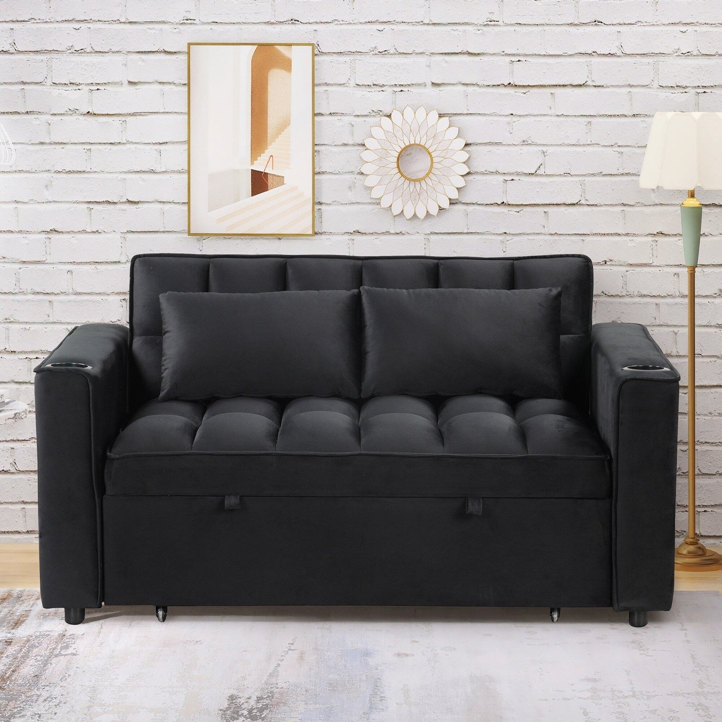 Canapé-lit multifonction Roomfitters 58 4-1 avec porte-gobelet et port USB pour salon ou appartement
