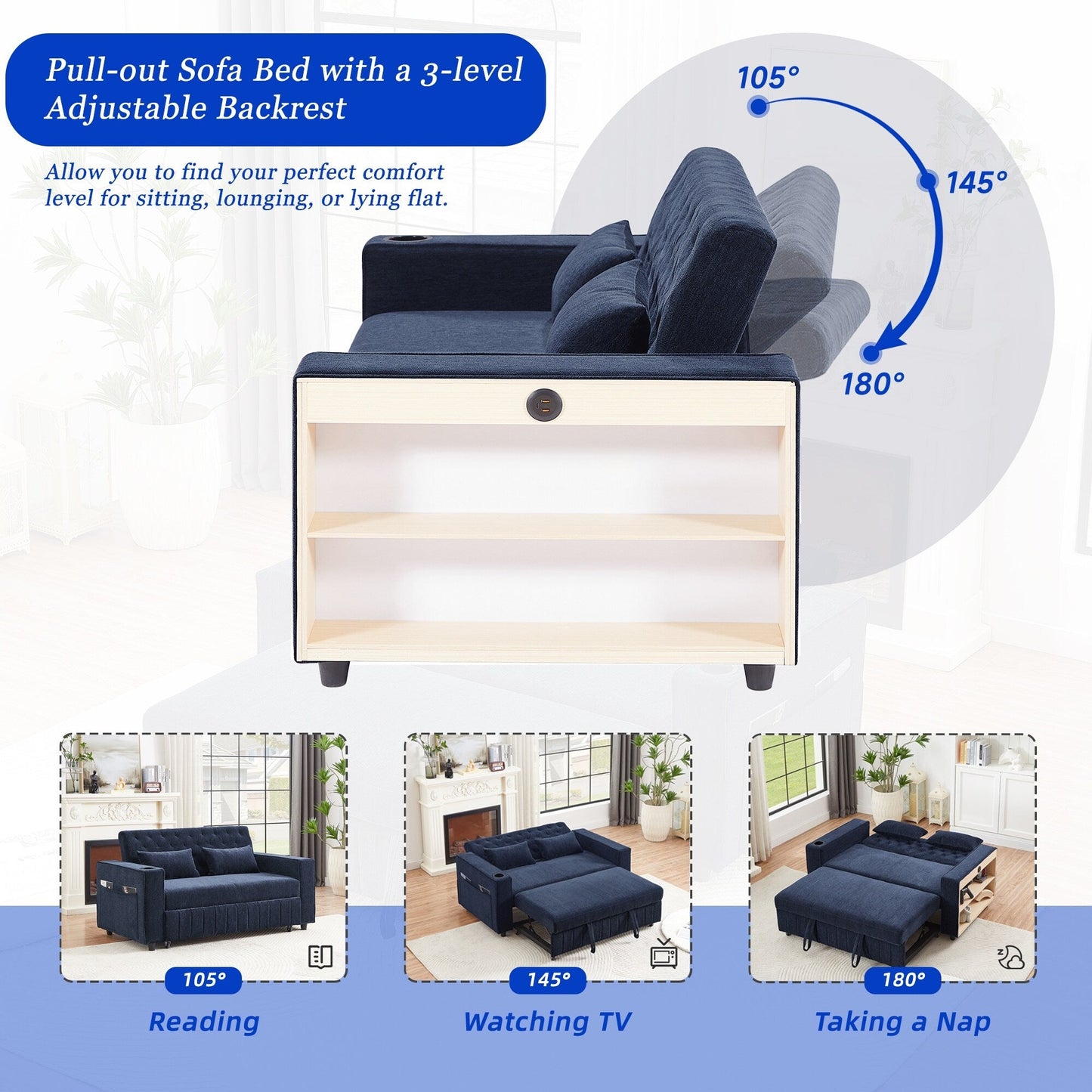 Canapé-lit convertible Roomfitters 61.4 avec dossier réglable pour salon