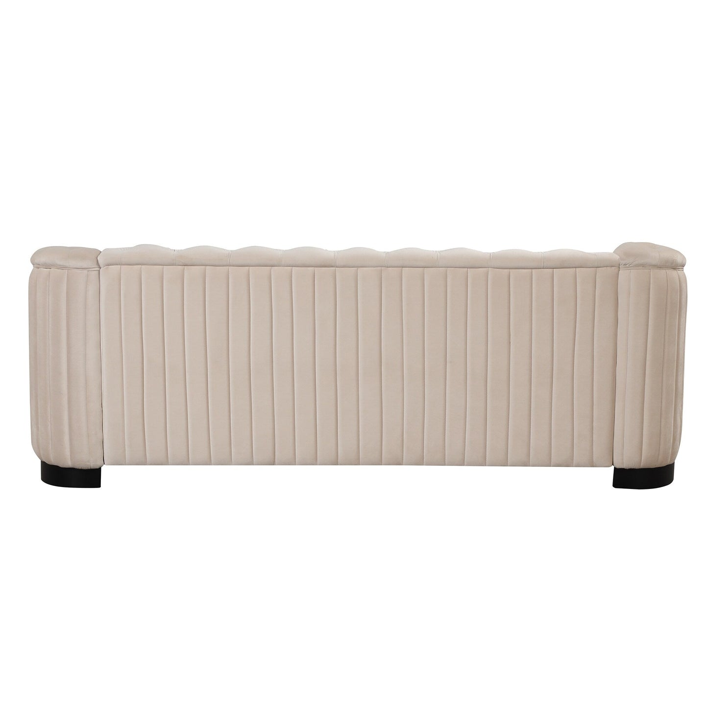 Canapé 3 places en velours moderne du milieu du siècle avec pieds en bois d'hévéa et coussin d'assise épais et amovible, Roomfitters 82.4