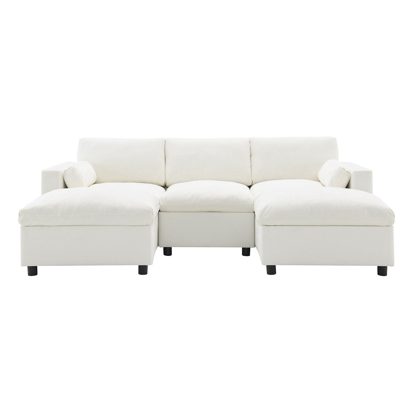 Canapé modulable en U 5 places en chenille Roomfitters 86,5, avec poches de rangement, coussins et 2 poufs