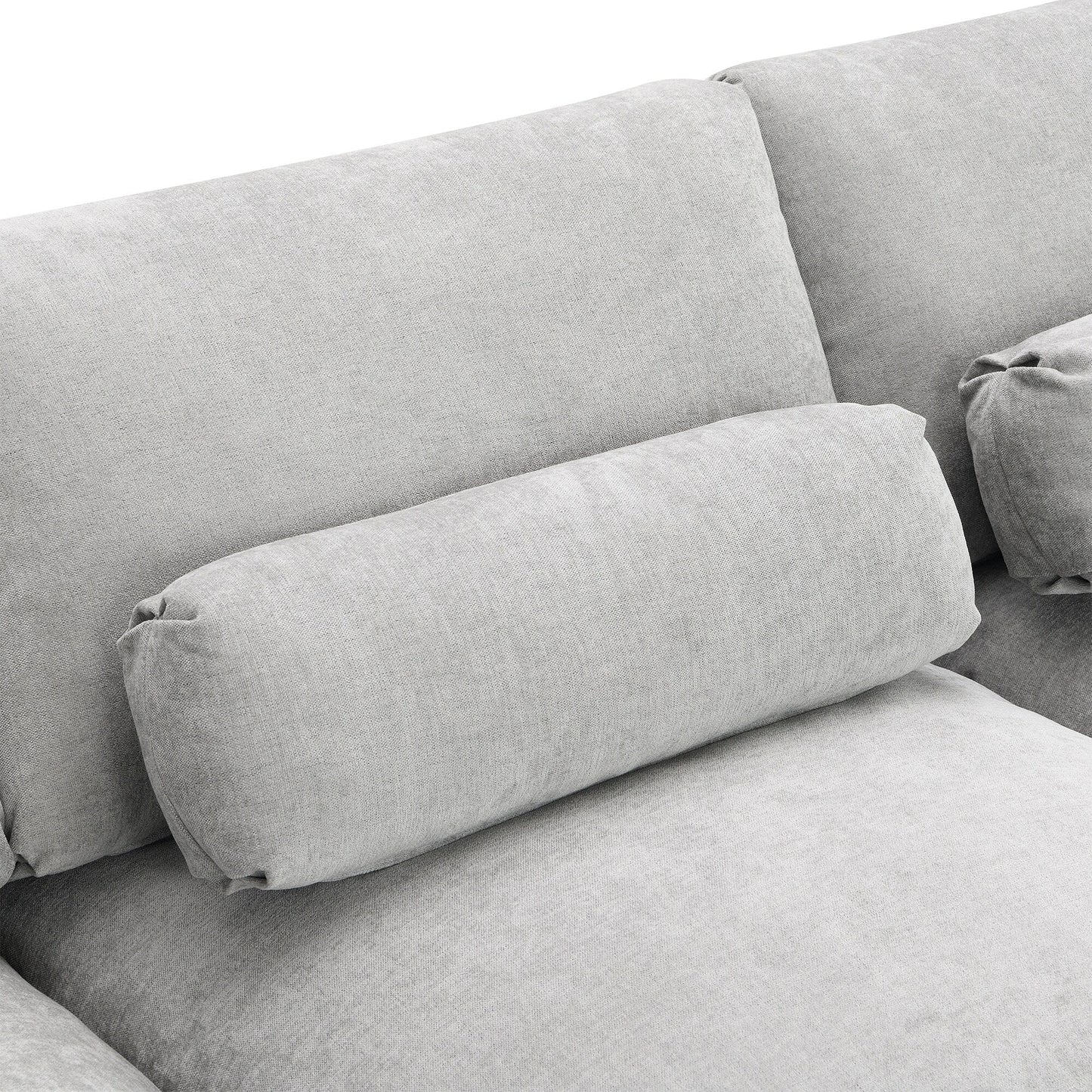 Canapé modulable en U 5 places en chenille Roomfitters 86,5, avec poches de rangement, coussins et 2 poufs