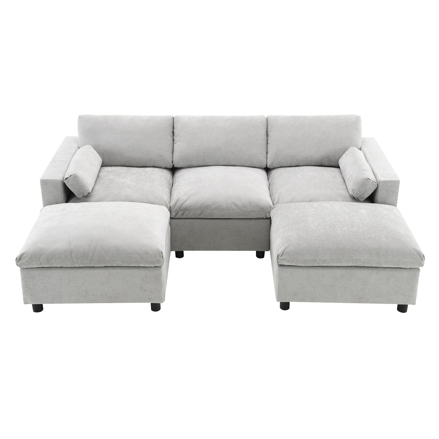 Canapé modulable en U 5 places en chenille Roomfitters 86,5, avec poches de rangement, coussins et 2 poufs