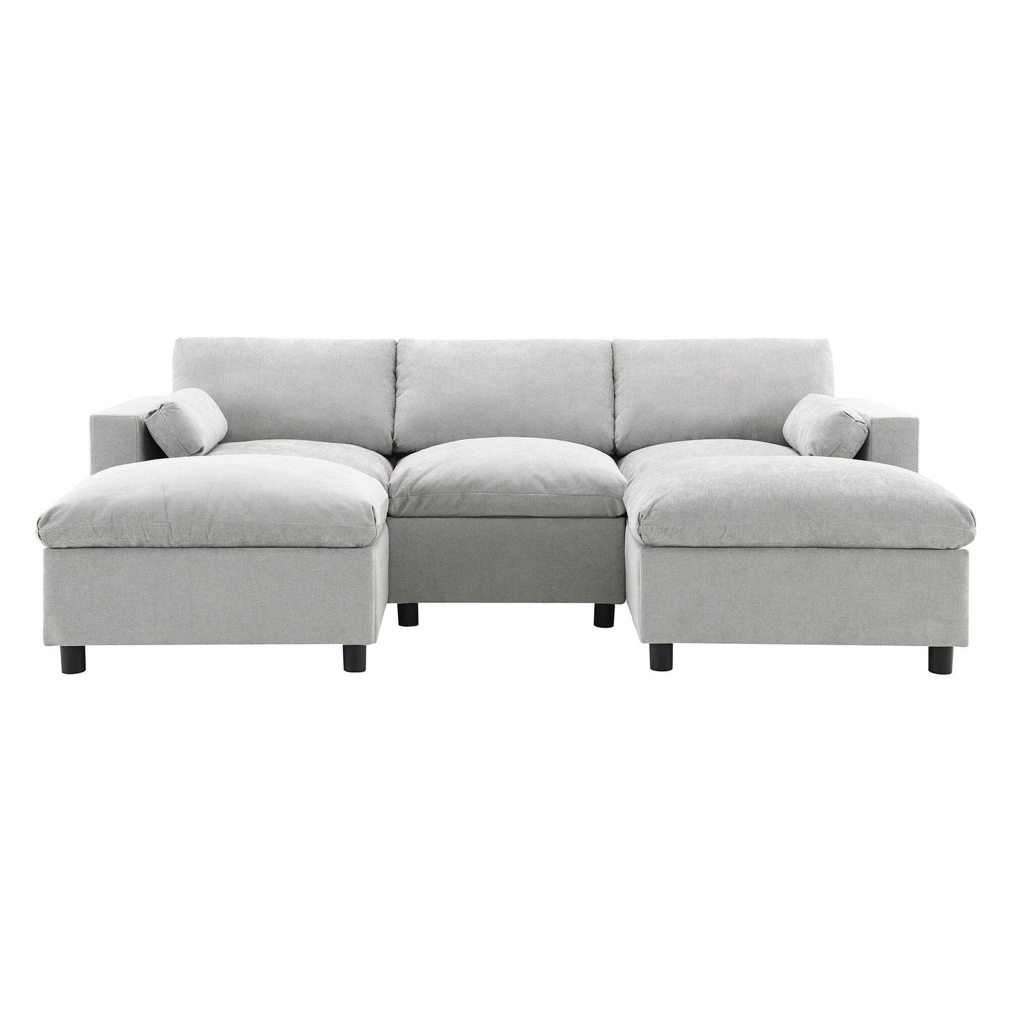 Canapé modulable en U 5 places en chenille Roomfitters 86,5, avec poches de rangement, coussins et 2 poufs