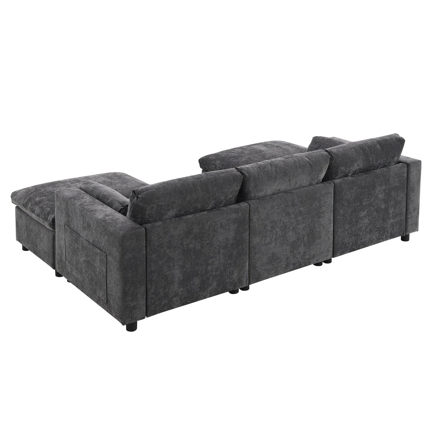 Canapé modulable en U 5 places en chenille Roomfitters 86,5, avec poches de rangement, coussins et 2 poufs
