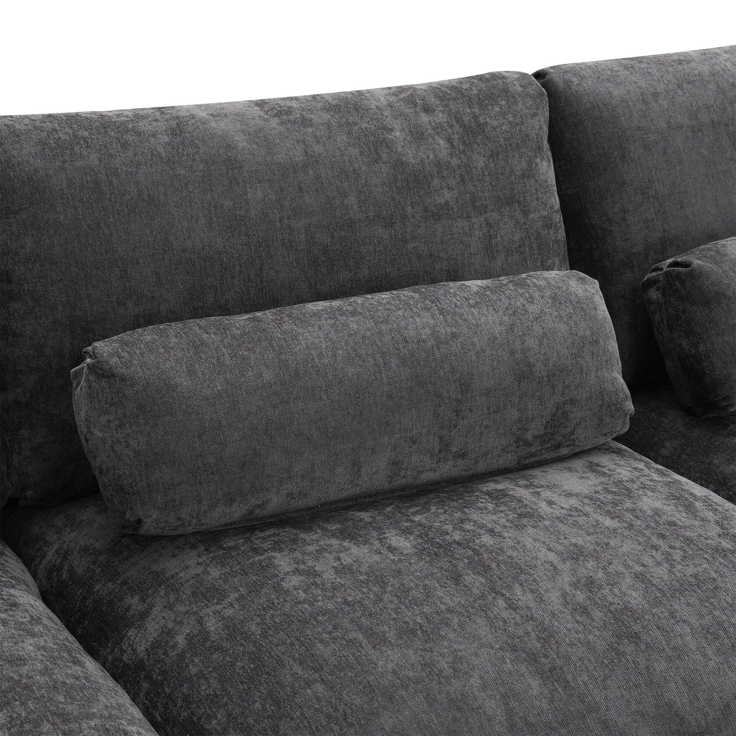 Canapé modulable en U 5 places en chenille Roomfitters 86,5, avec poches de rangement, coussins et 2 poufs