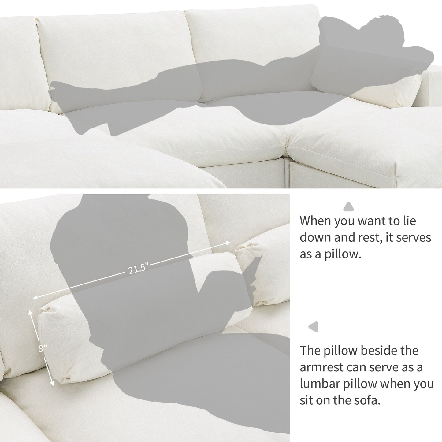 Canapé modulable en U 5 places en chenille Roomfitters 86,5, avec poches de rangement, coussins et 2 poufs