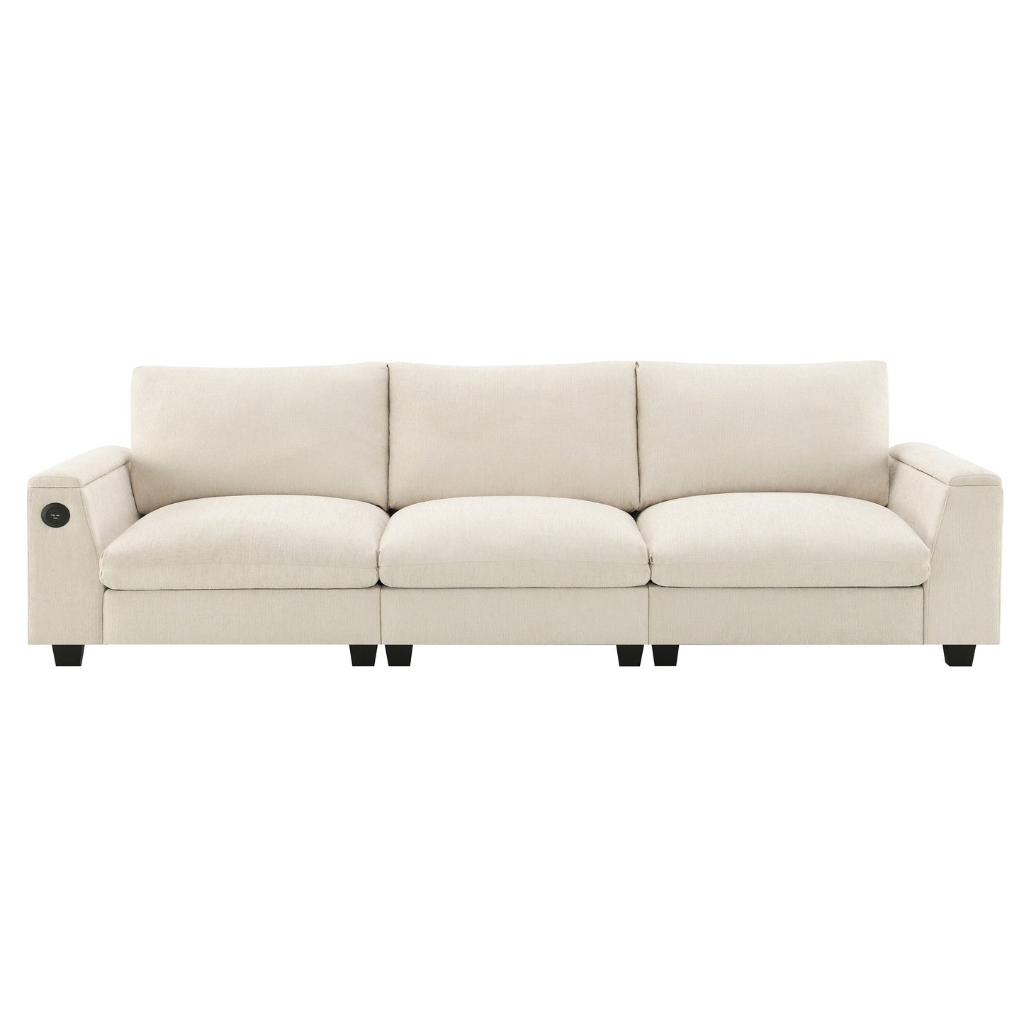 Canapé sectionnel en chenille Roomfitters 96'' x 35'' avec haut-parleur Bluetooth, ensemble de canapés Cloud confortable avec table rabattable et chargeur USB
