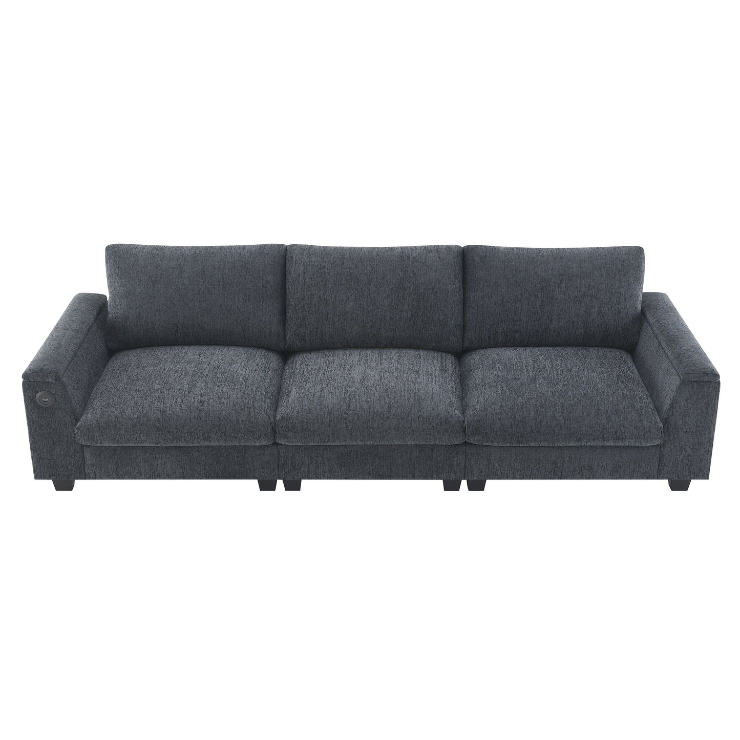 Canapé sectionnel en chenille Roomfitters 96'' x 35'' avec haut-parleur Bluetooth, ensemble de canapés Cloud confortable avec table rabattable et chargeur USB