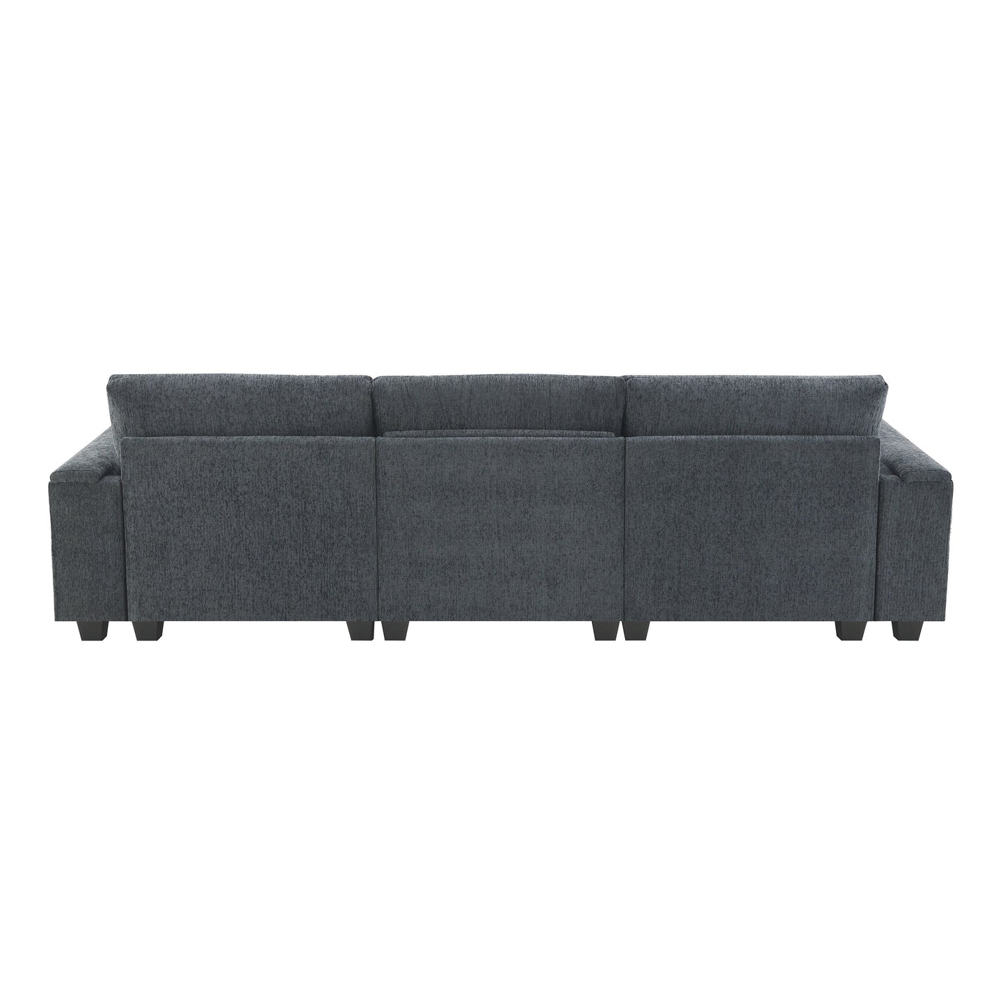 Canapé sectionnel en chenille Roomfitters 96'' x 35'' avec haut-parleur Bluetooth, ensemble de canapés Cloud confortable avec table rabattable et chargeur USB