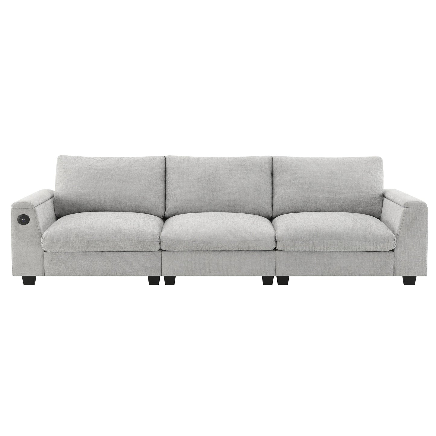 Canapé sectionnel en chenille Roomfitters 96'' x 35'' avec haut-parleur Bluetooth, ensemble de canapés Cloud confortable avec table rabattable et chargeur USB