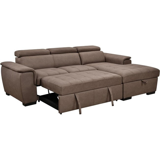 Canapé sectionnel convertible Roomfitters 97 avec méridienne de rangement, appuis-tête réglables et canapé-lit contemporain en L