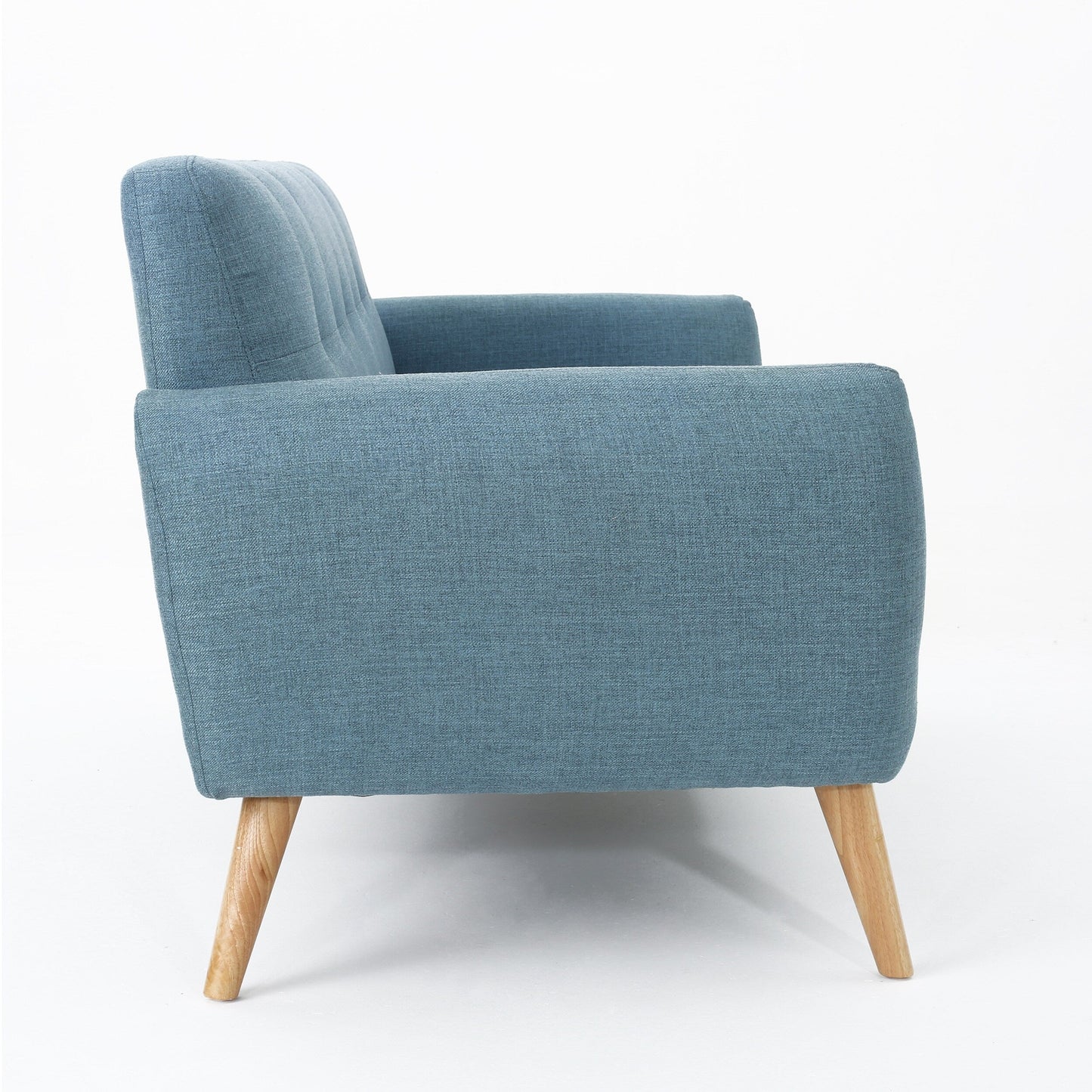 Charmant canapé causeuse compact Roomfitters avec dossier capitonné et coutures gaufrées pour petits espaces, recouvert de tissu doux
