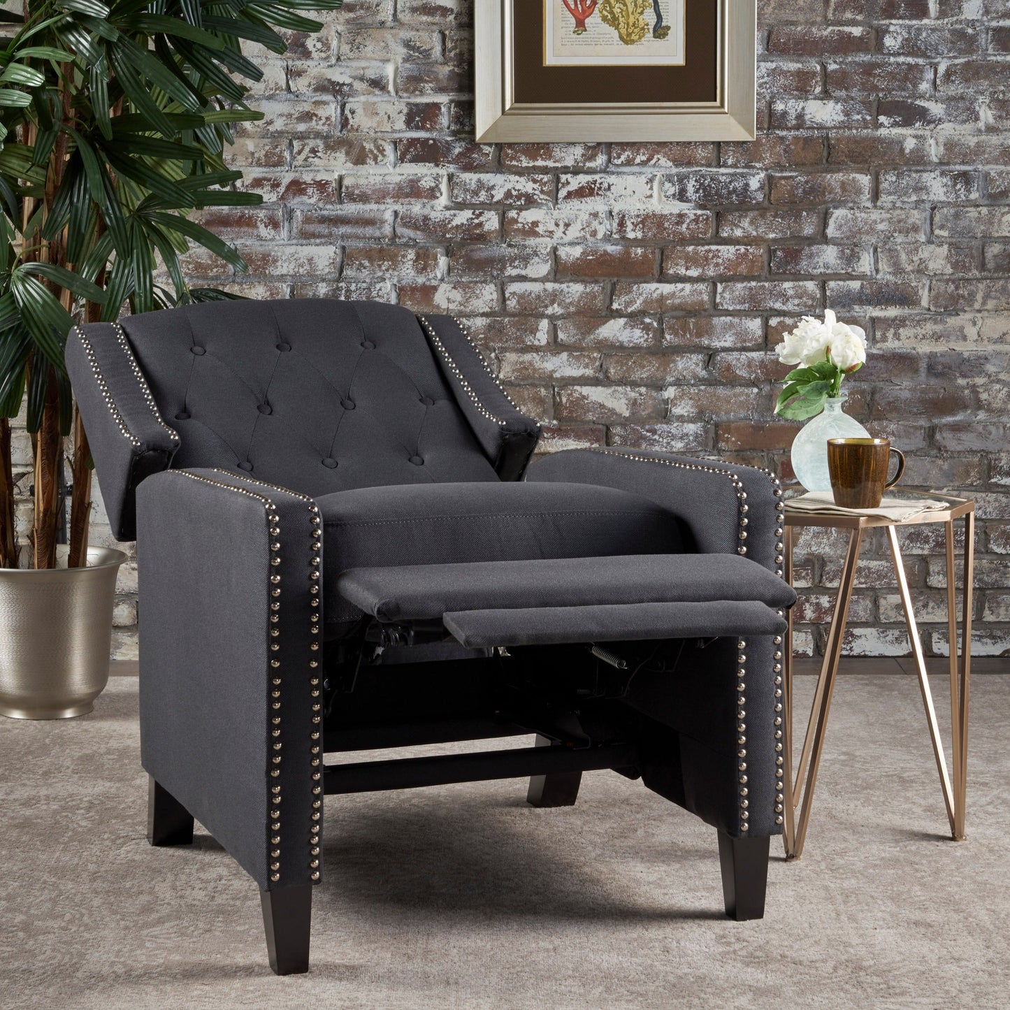 Fauteuil inclinable classique en tissu Roomfitters, élégant et confortable pour salon et chambre à coucher