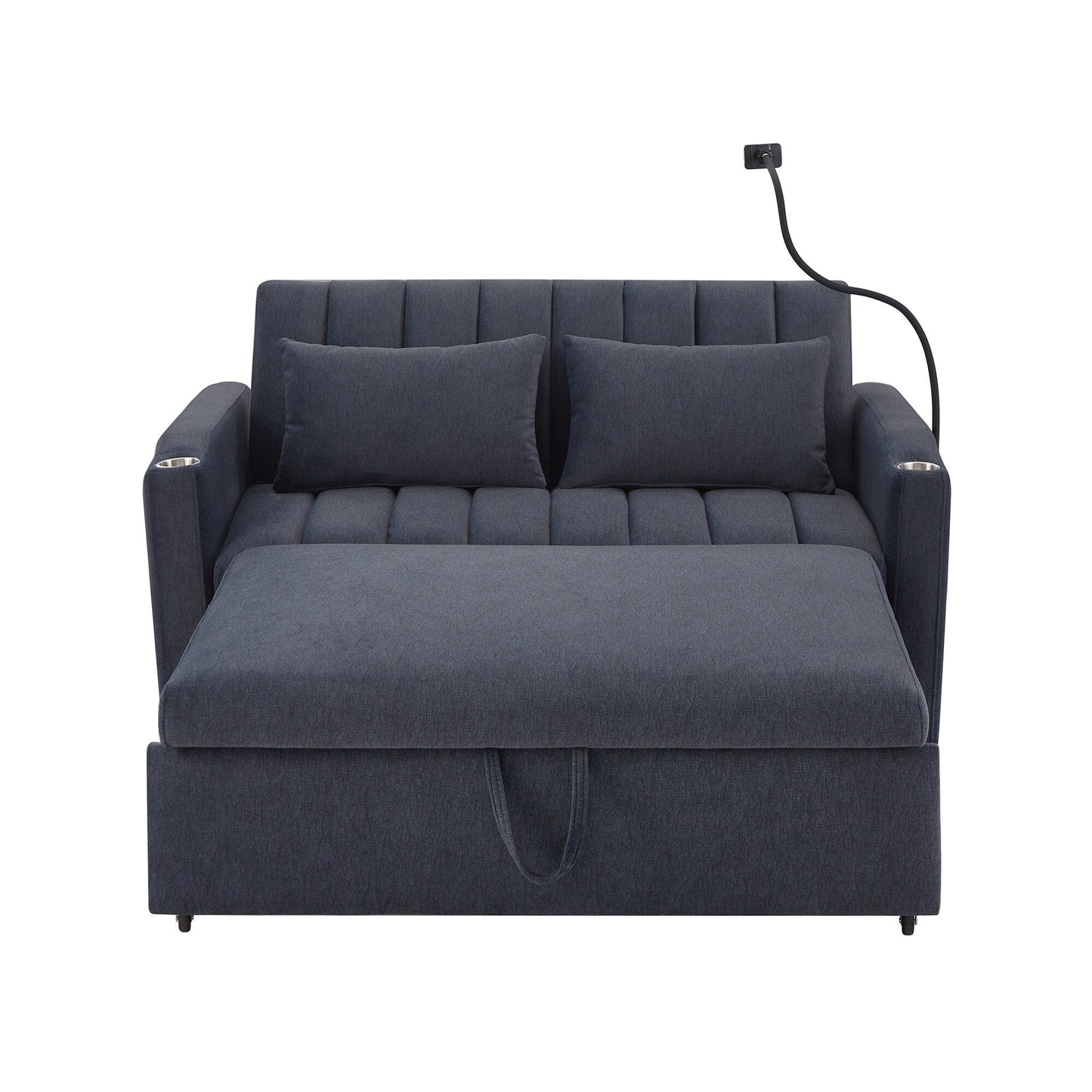 Canapé-lit convertible Roomfitters avec ports USB, poches latérales, porte-gobelets et support de téléphone pivotant pour le salon