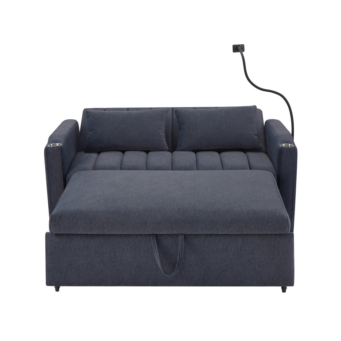 Canapé-lit convertible Roomfitters avec ports USB, poches latérales, porte-gobelets et support de téléphone pivotant pour le salon