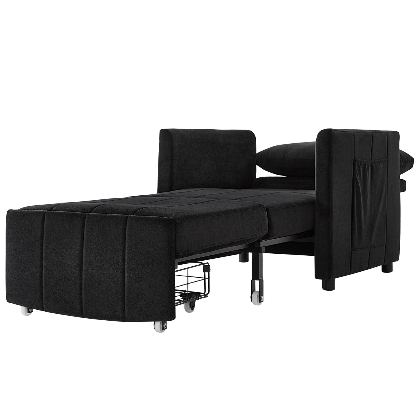 Canapé-lit convertible Roomfitters avec lit gigogne, dossier réglable en 5 positions, poches latérales et panier de rangement