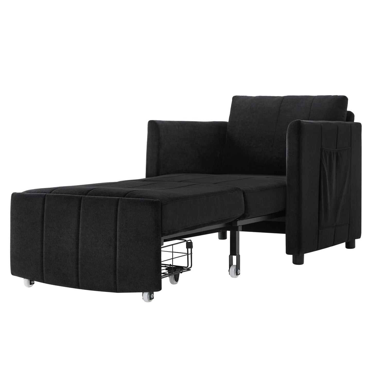 Canapé-lit convertible Roomfitters avec lit gigogne, dossier réglable en 5 positions, poches latérales et panier de rangement