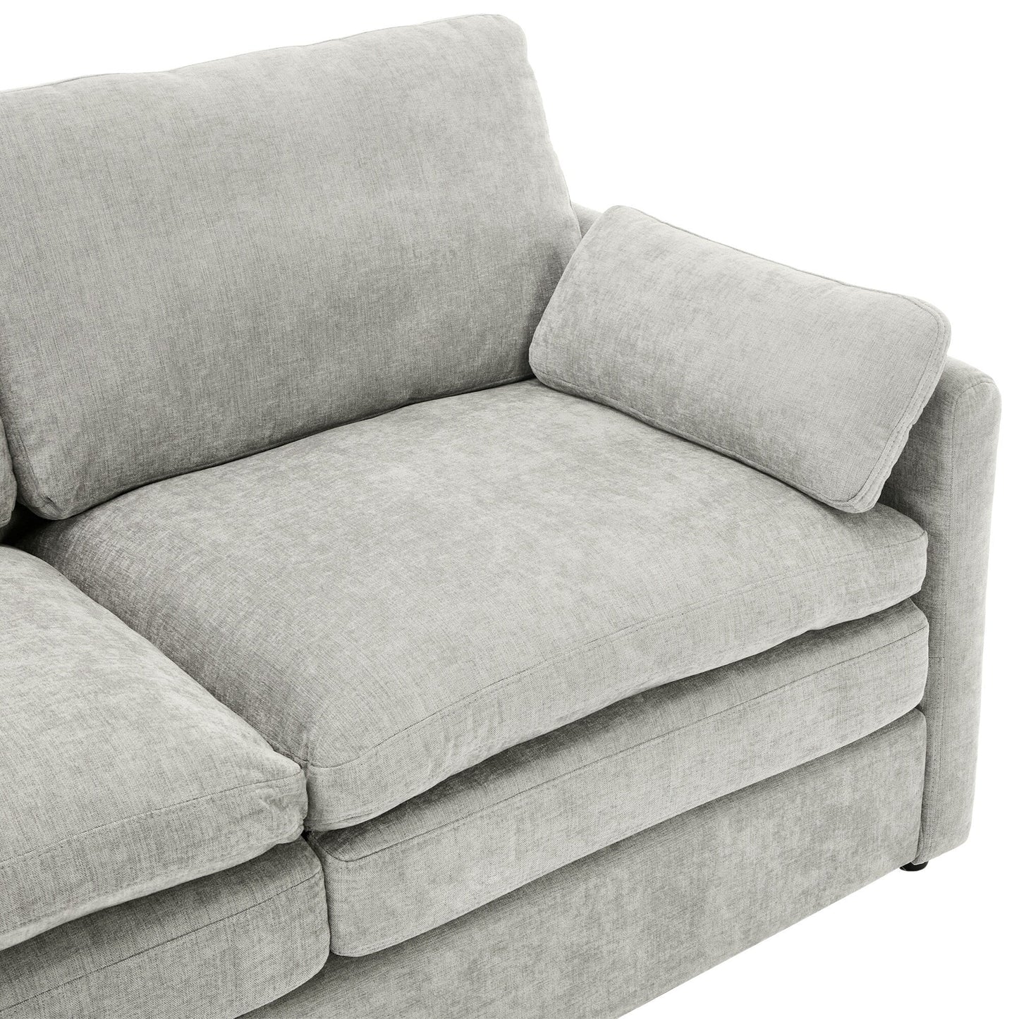 Canapé causeuse surdimensionné et confortable de Roomfitters, avec coussin double moelleux, pour le salon, gris clair