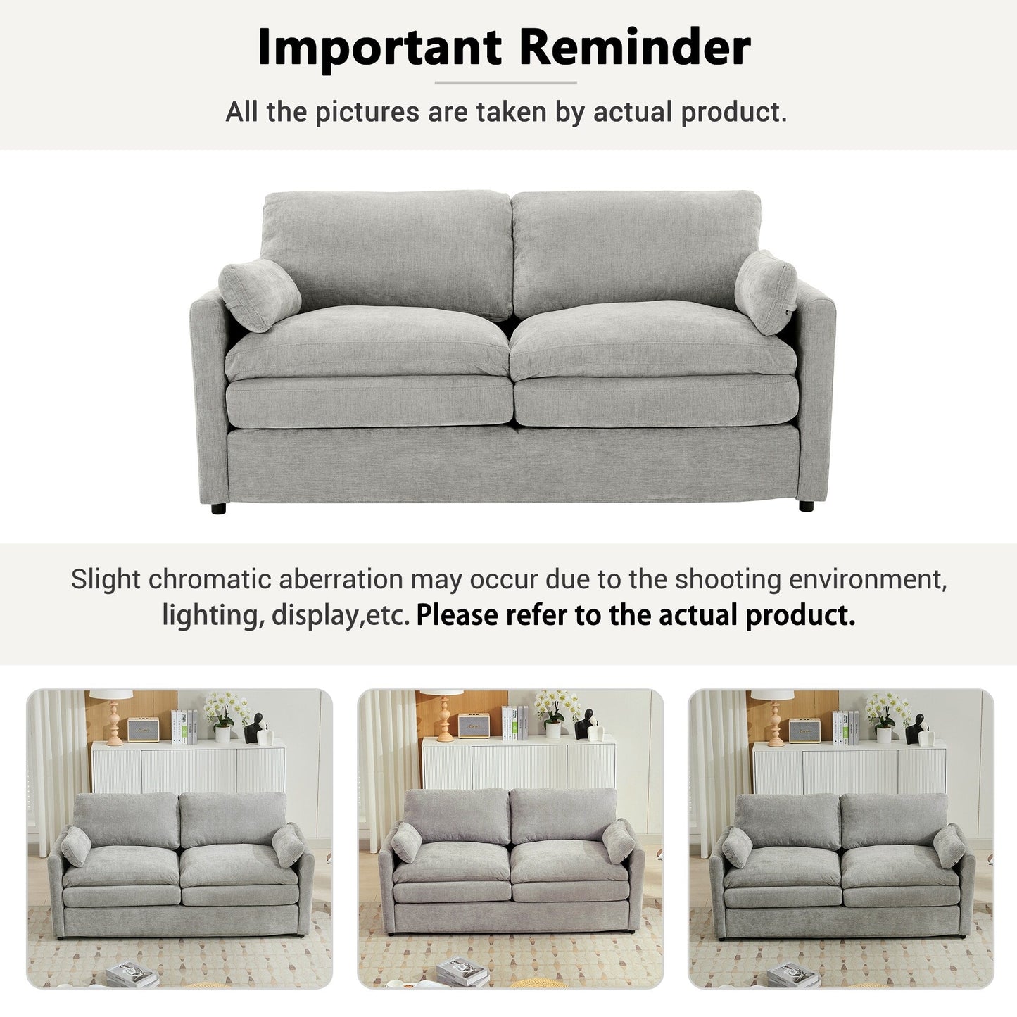 Canapé causeuse surdimensionné et confortable de Roomfitters, avec coussin double moelleux, pour le salon, gris clair