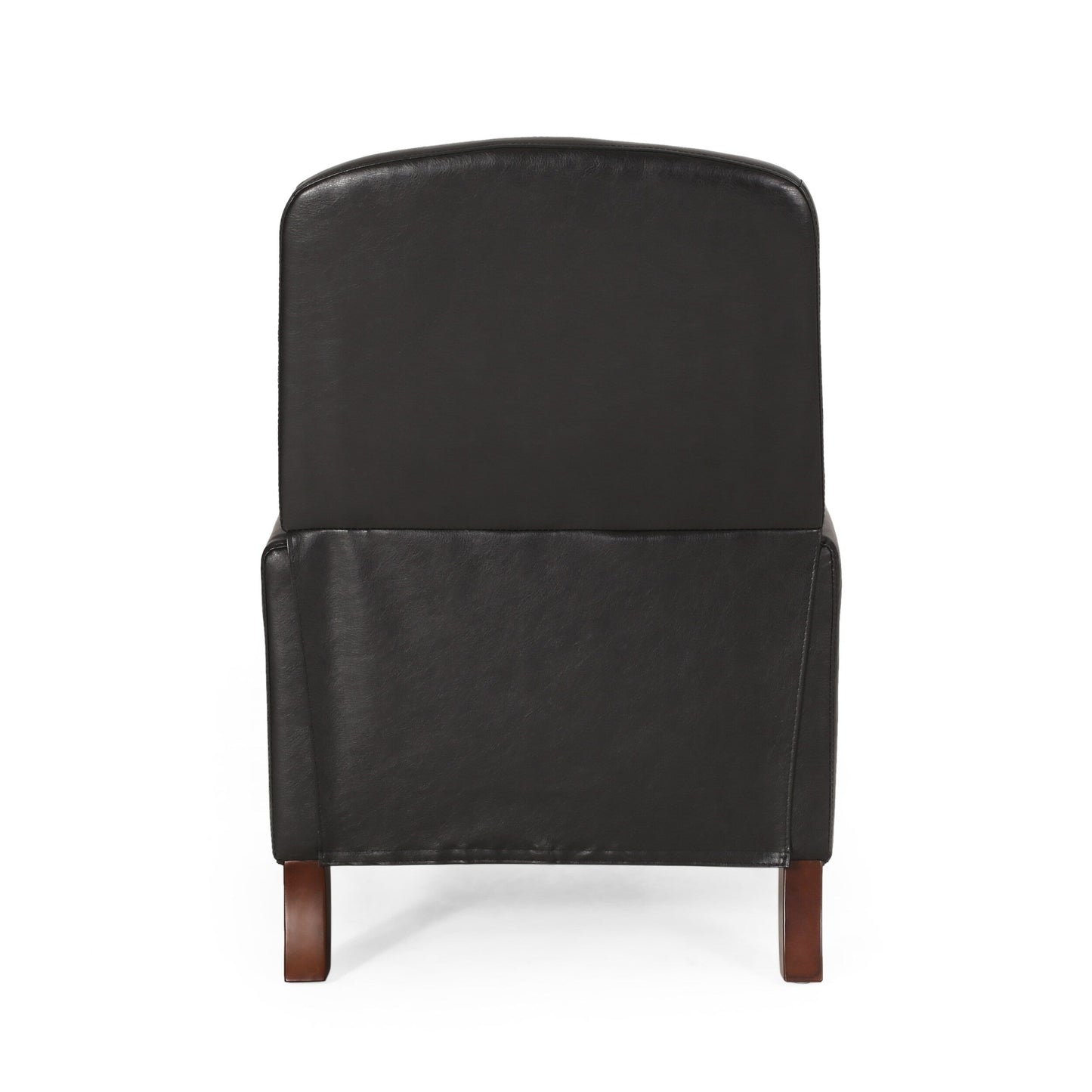 Fauteuil inclinable en cuir synthétique marron foncé avec rivets, confortable et inclinable pour le salon.