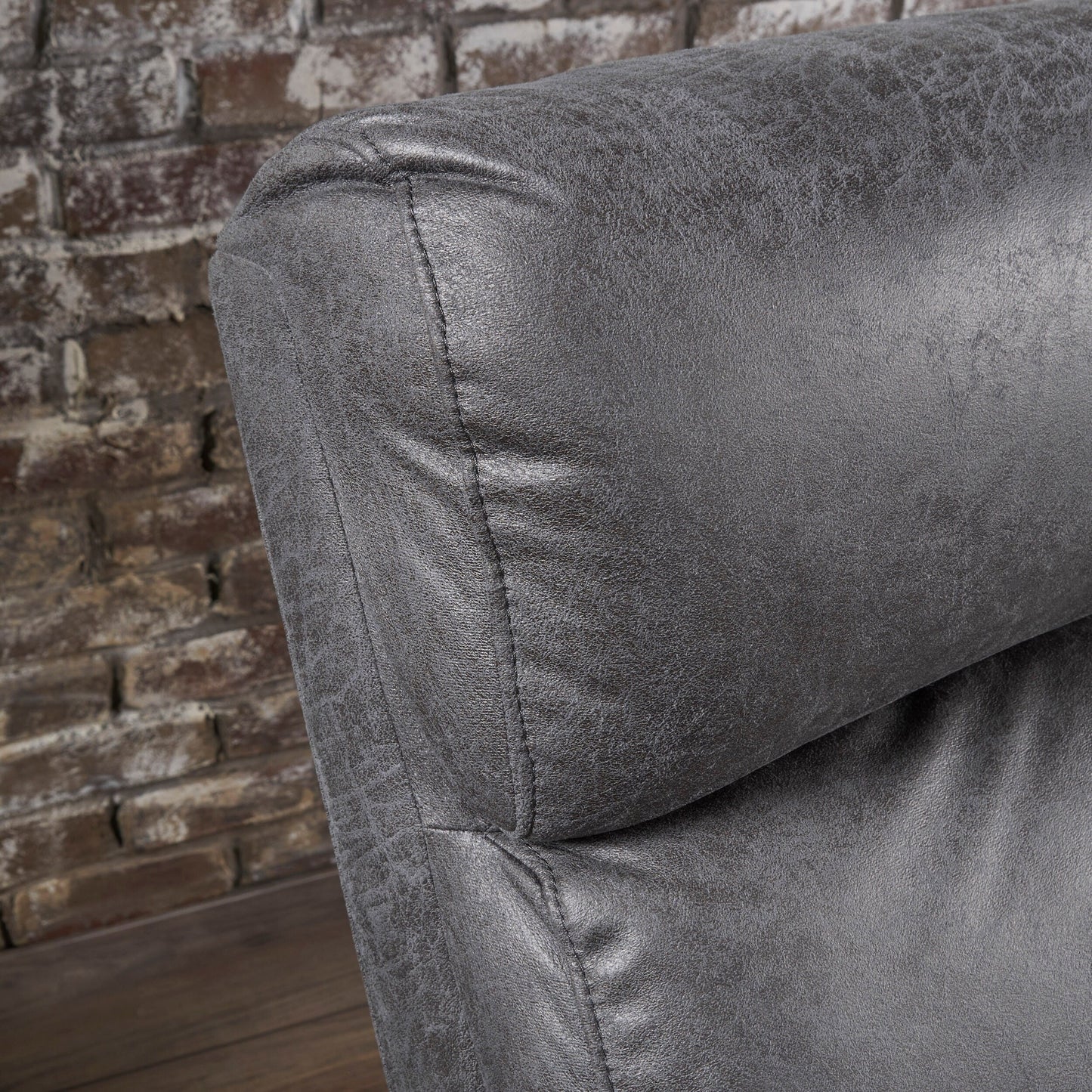 Canapé inclinable double Roomfitters avec dossier capitonné et accoudoirs coussinés, fauteuil de canapé en similicuir à dossier rabattable