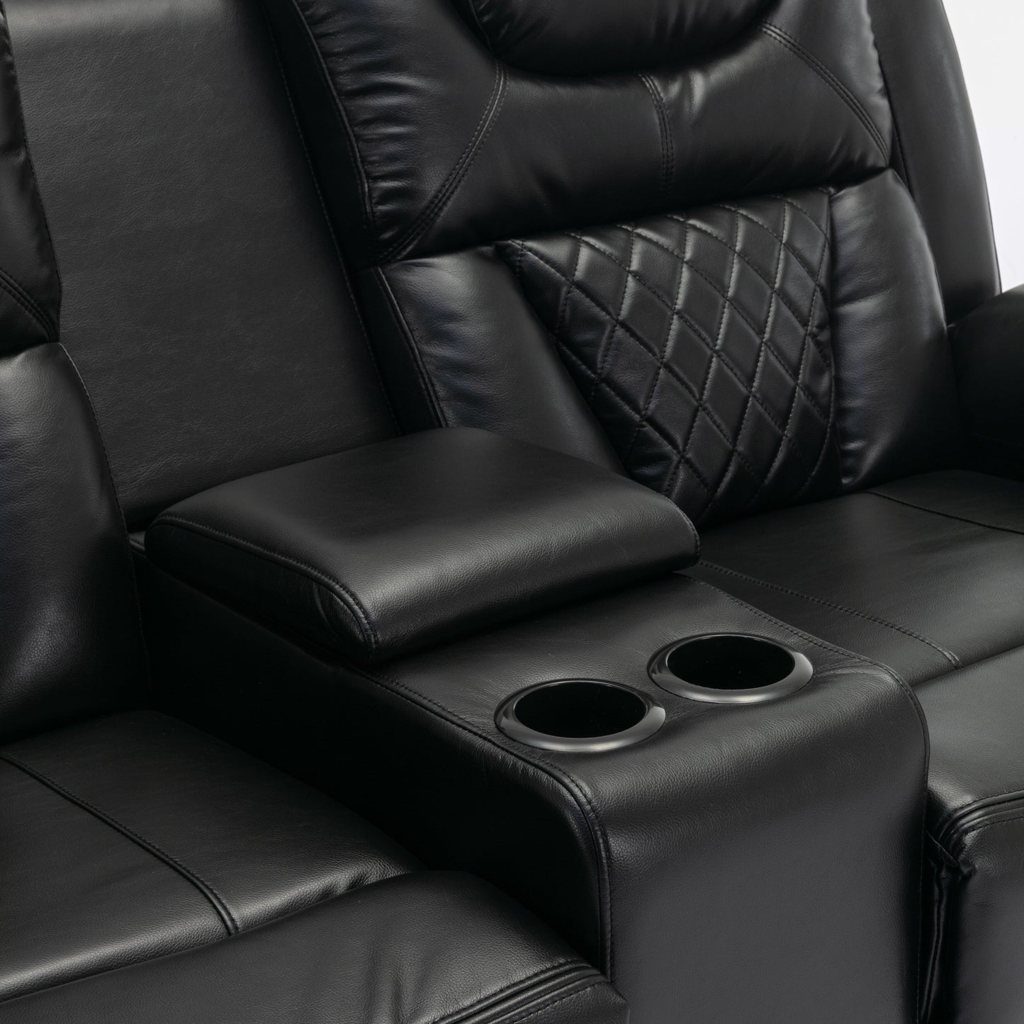 Causeuse inclinable manuelle Roomfitters avec rangement escamotable, deux porte-gobelets et design confortable