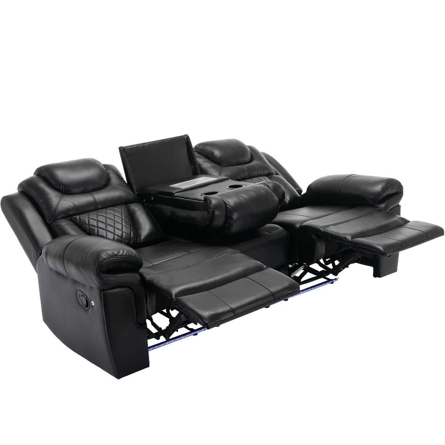 Fauteuil inclinable à bascule manuel Roomfitters avec console centrale, idéal pour le cinéma maison dans le salon